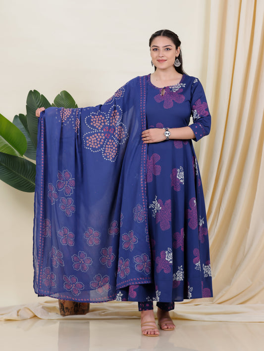 Cotton Voile Bandhani Blue Dupatta