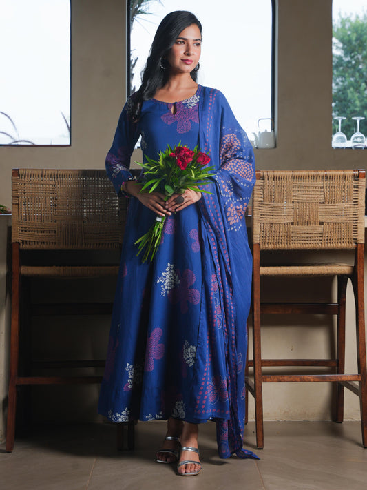 Cotton Voile Bandhani Blue Dupatta
