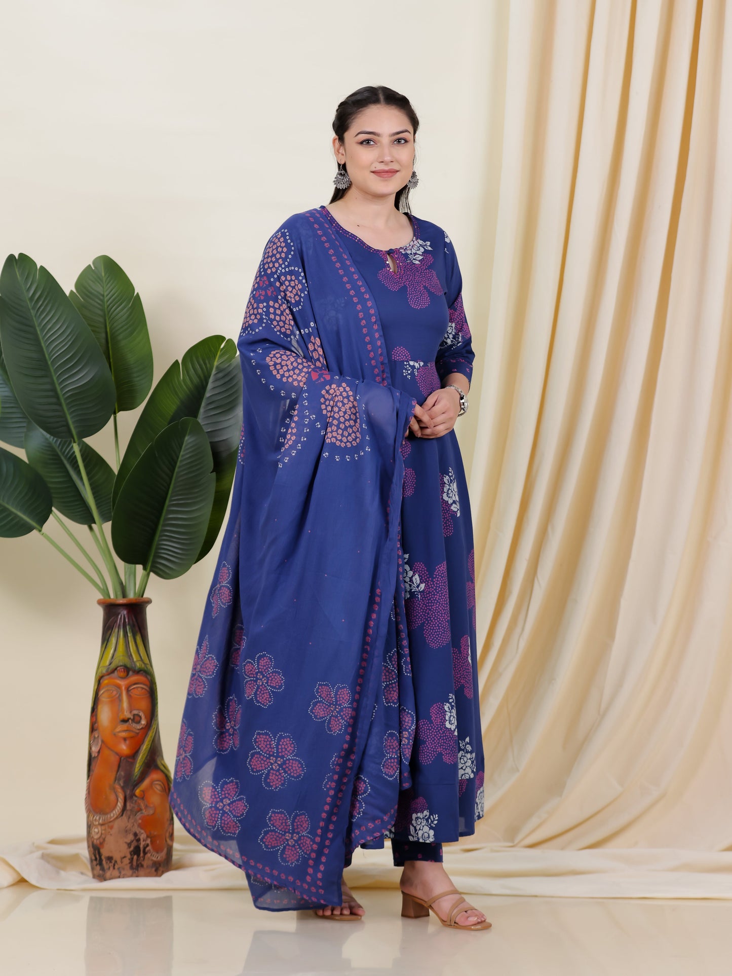 Cotton Voile Bandhani Blue Dupatta