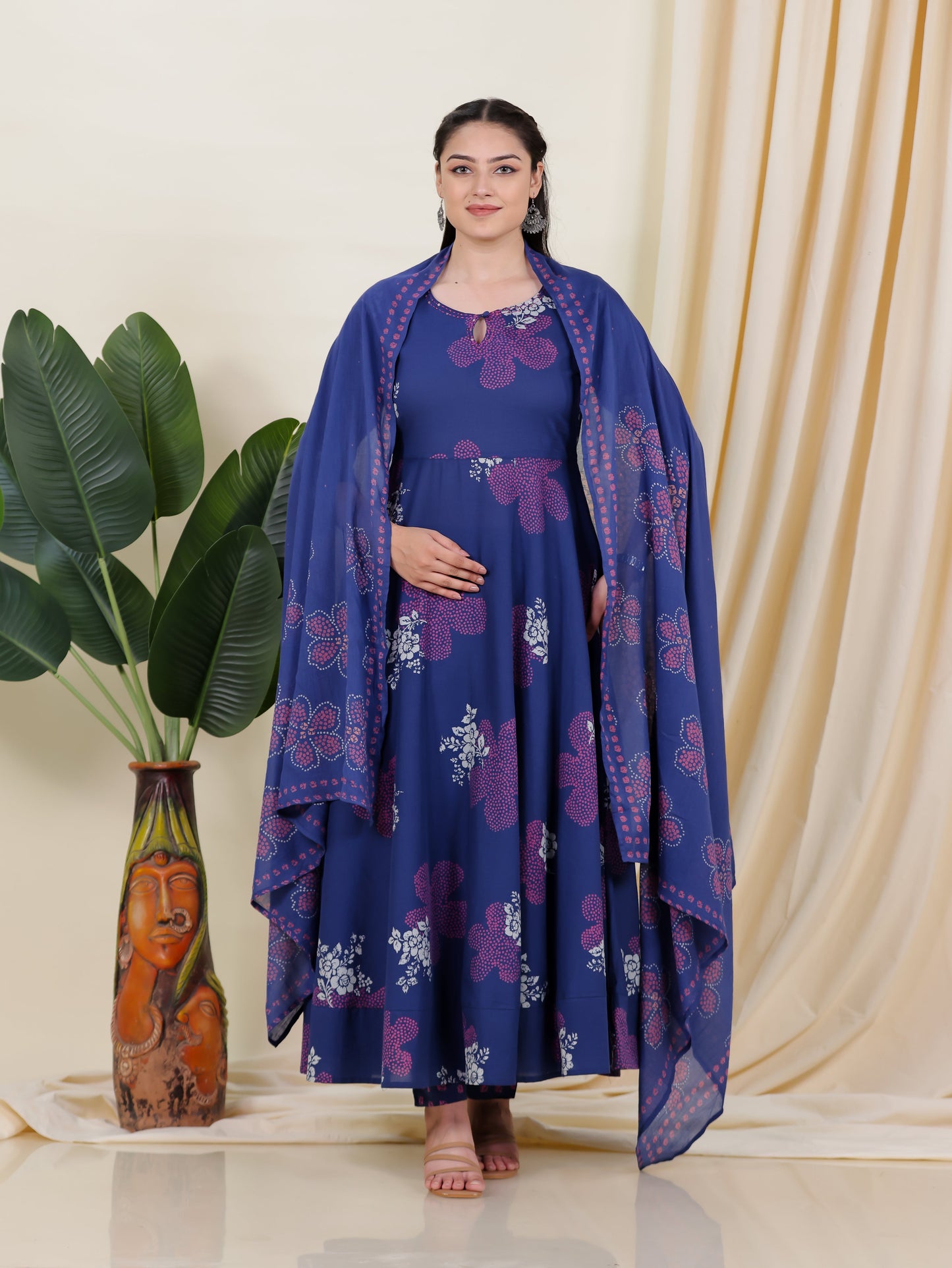 Cotton Voile Bandhani Blue Dupatta
