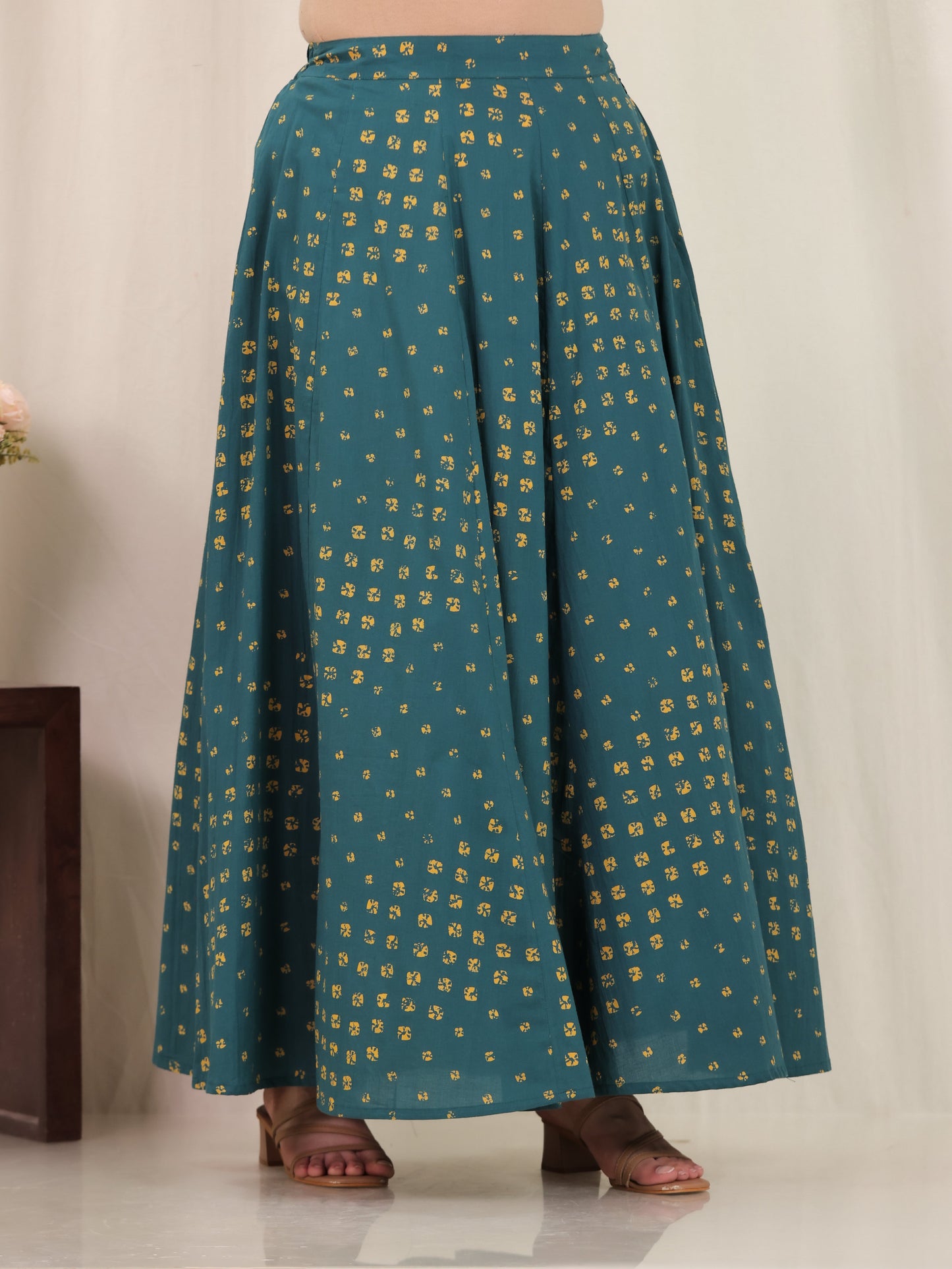 Soft Cotton Bandhani Anarkali Green Kurta