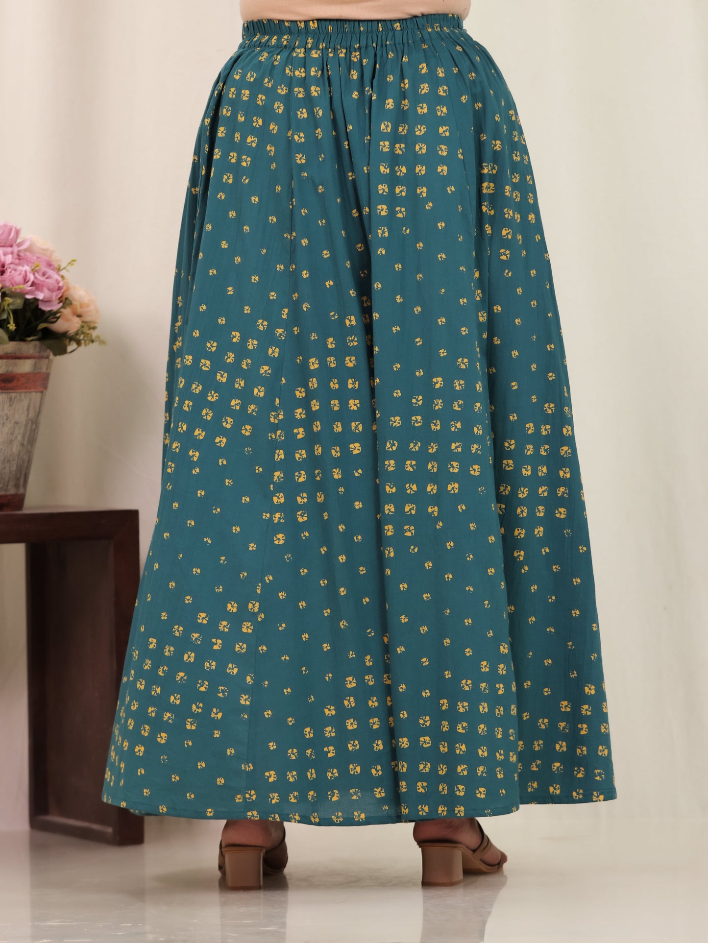 Soft Cotton Bandhani Anarkali Green Kurta