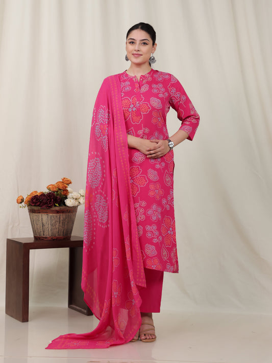 Cotton Voile Bandhani Pink Dupatta