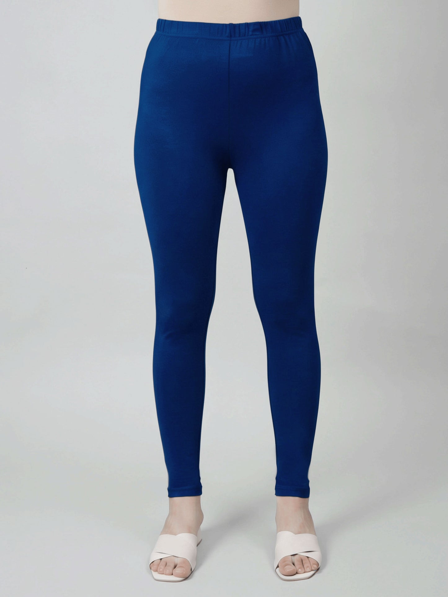 Stretchable Cotton Solid Navy Blue Leggings