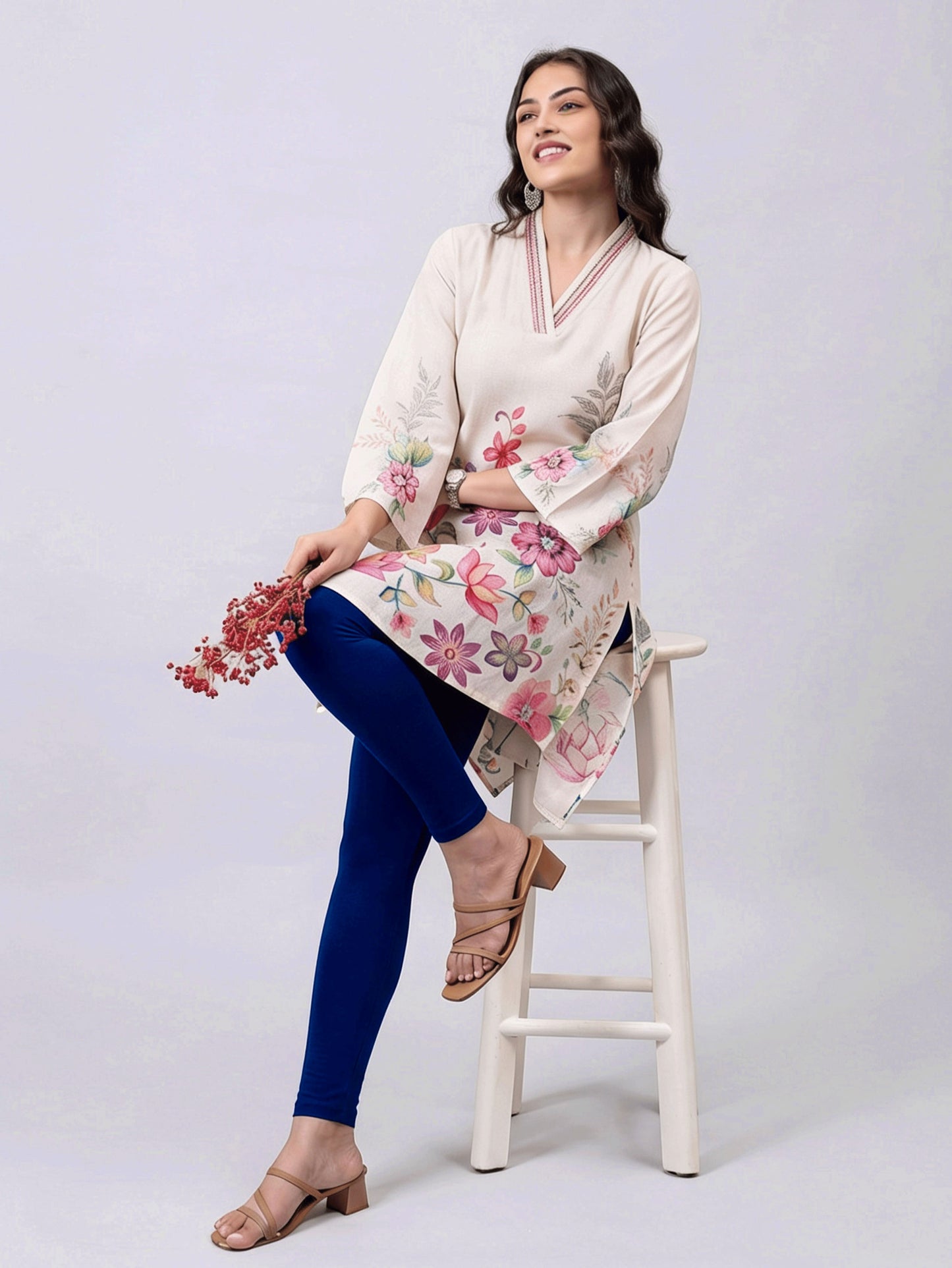 Stretchable Cotton Solid Navy Blue Leggings