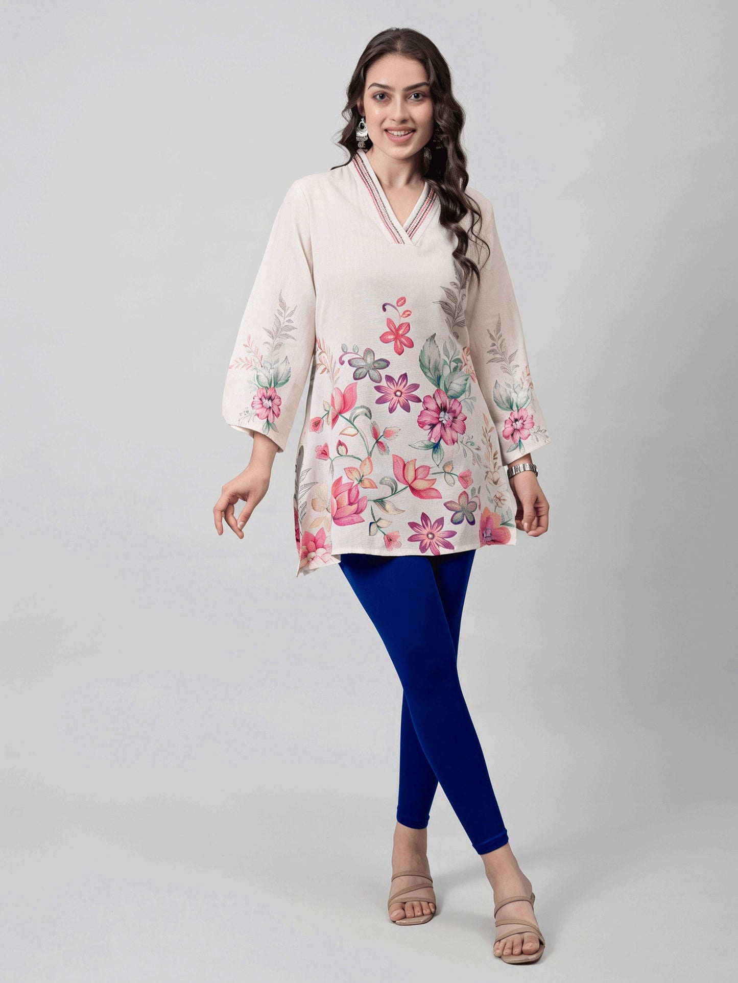 Stretchable Cotton Solid Navy Blue Leggings