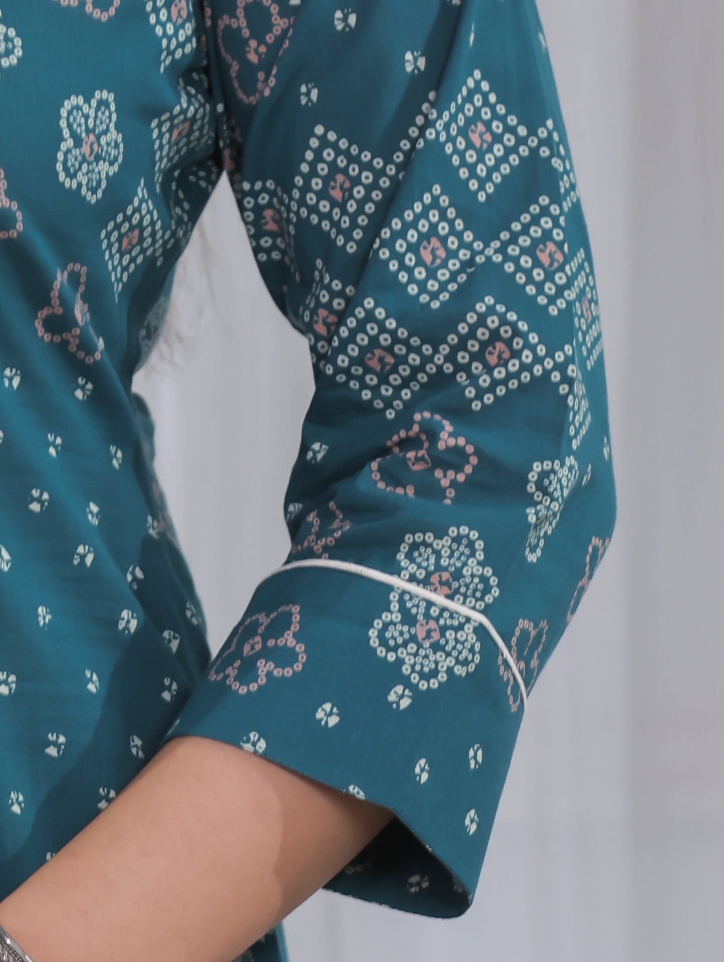 Soft Cotton Patchwork A-line Green Kurta