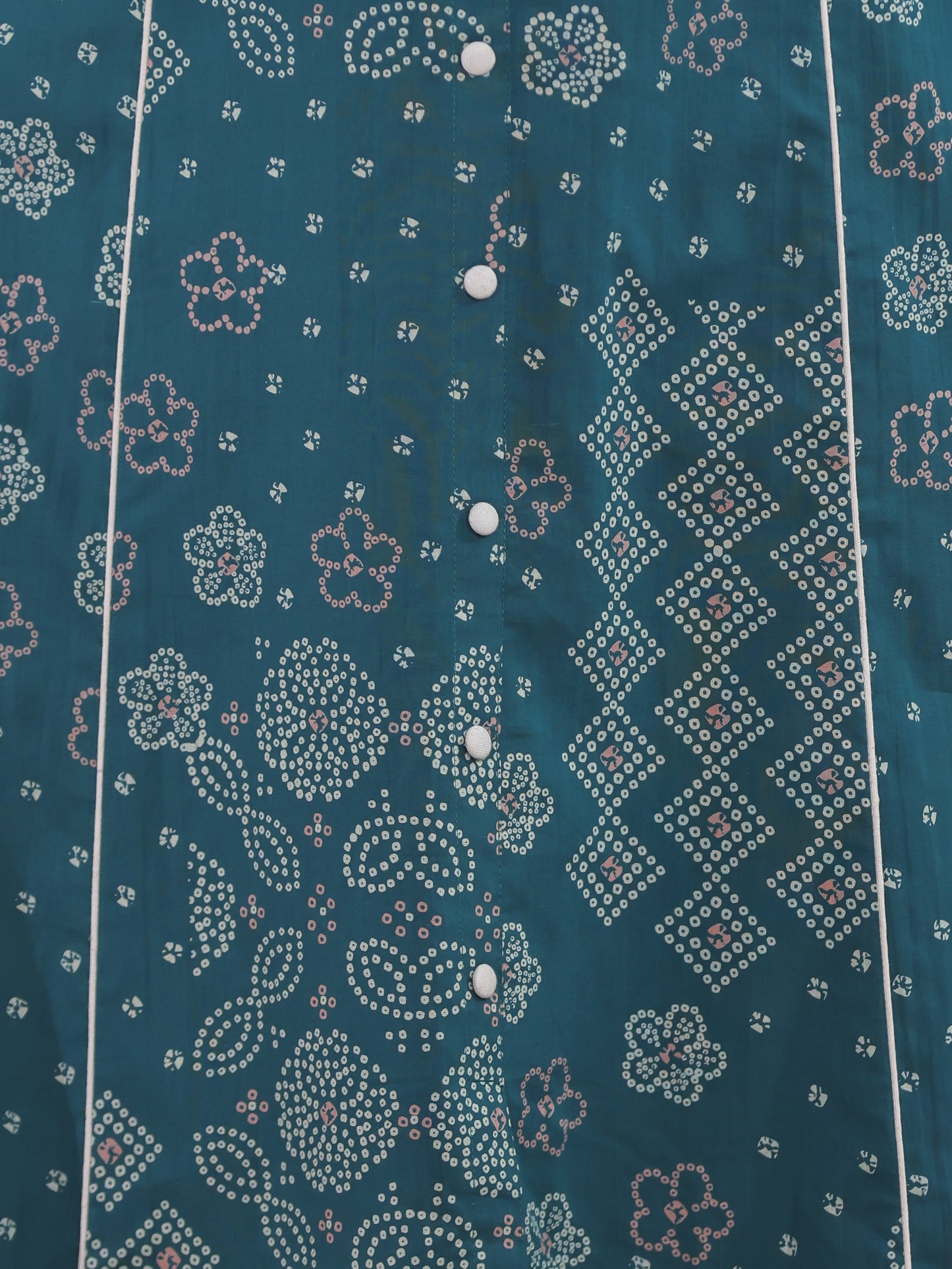 Soft Cotton Patchwork A-line Green Kurta