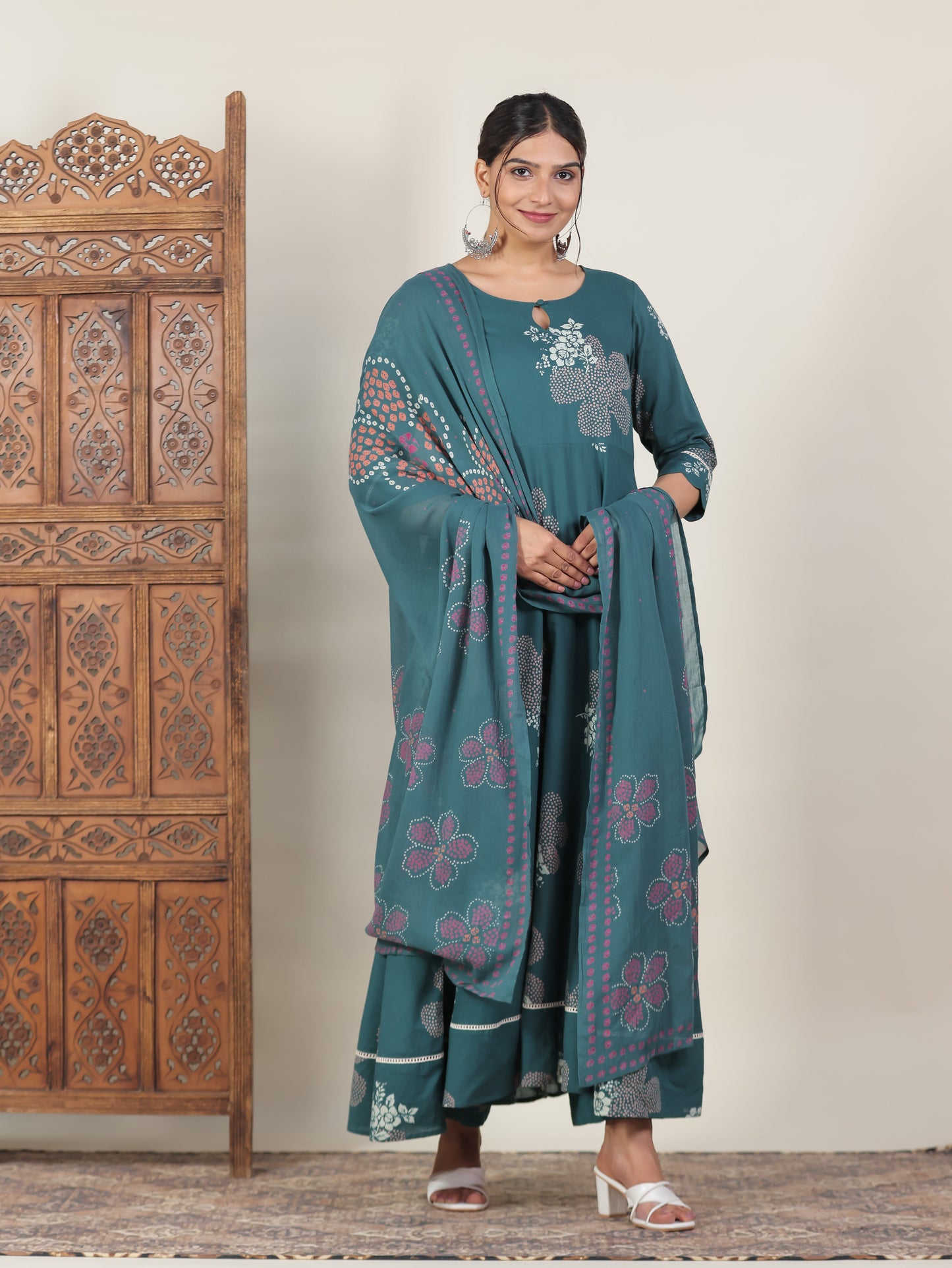 Cotton Voile Bandhani Green Dupatta