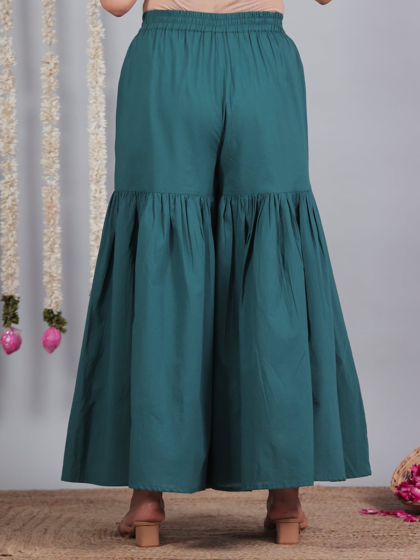 Soft Cotton Floral Straight Teal Kurta