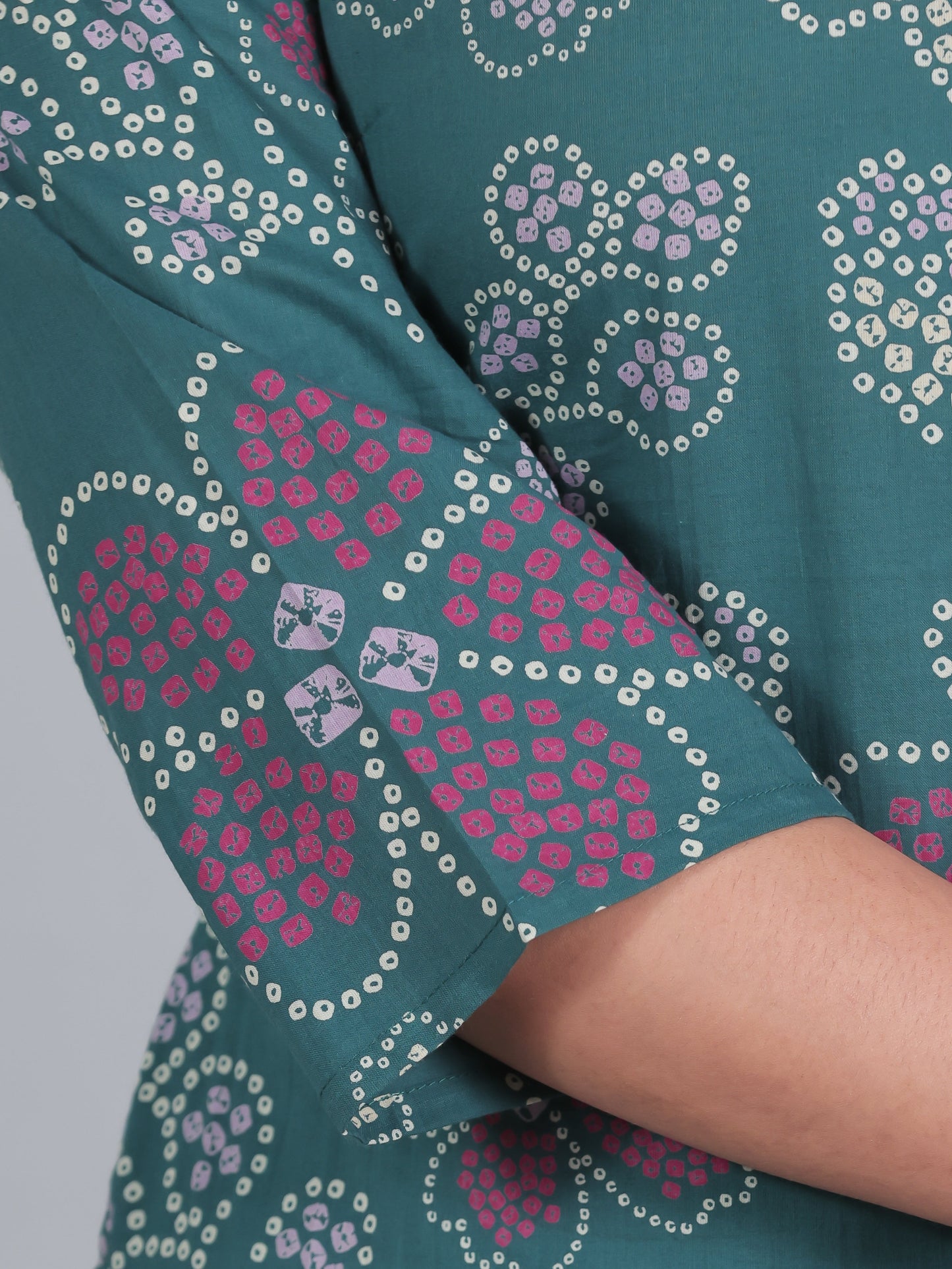 Soft Cotton Floral Straight Teal Kurta