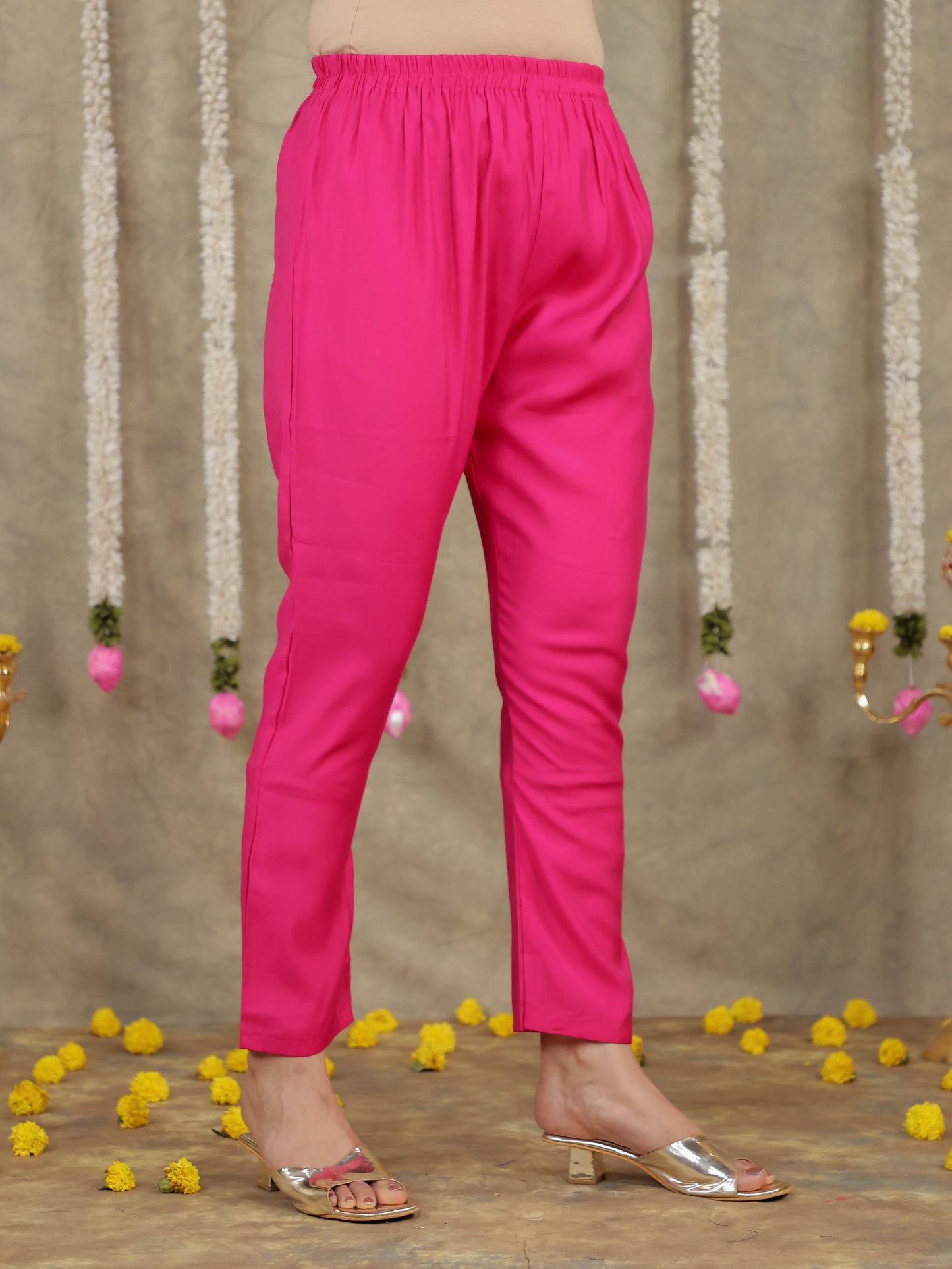 Embroidered Romen silk Solid Pink Kurta