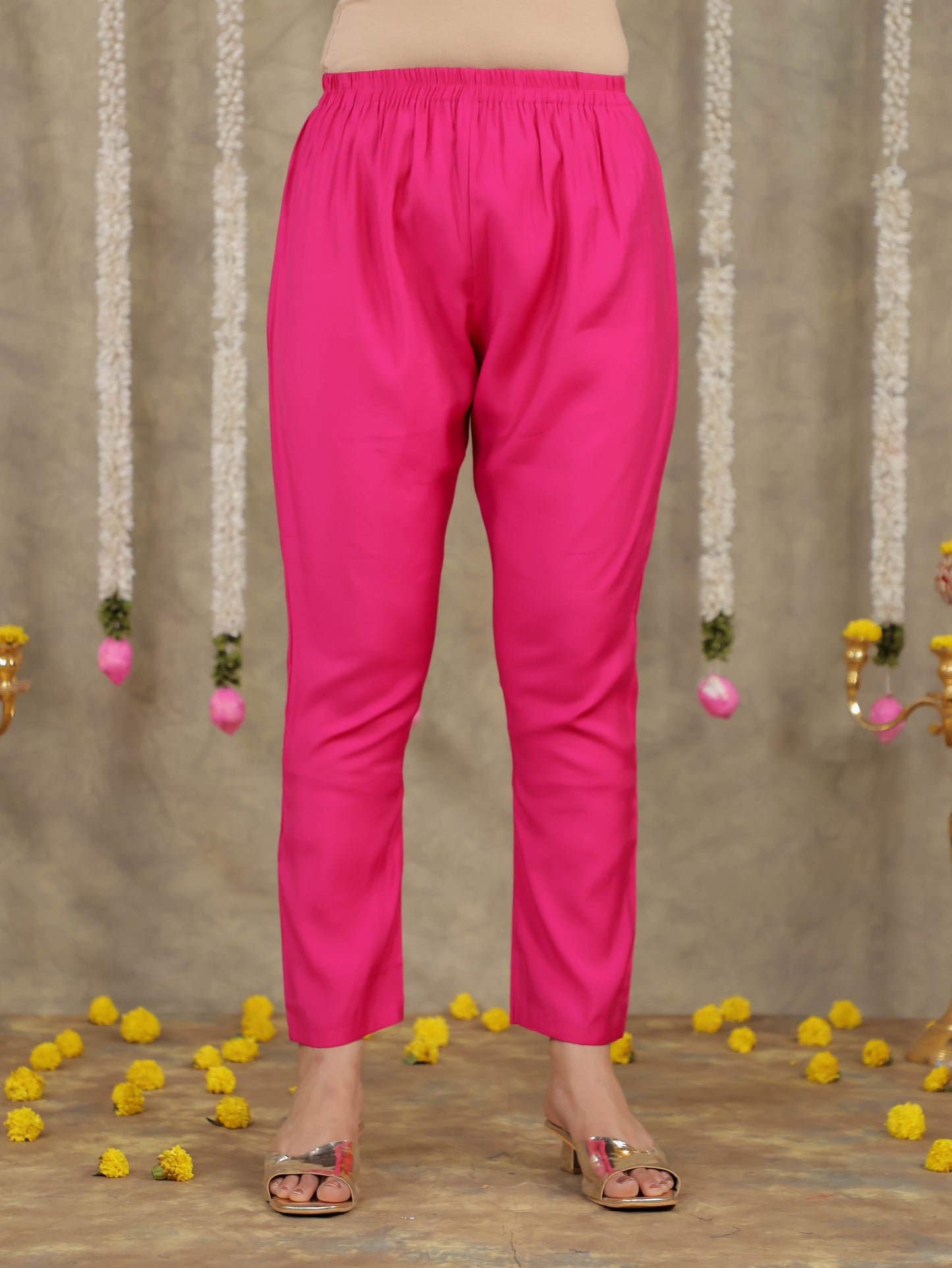 Embroidered Romen silk Solid Pink Kurta