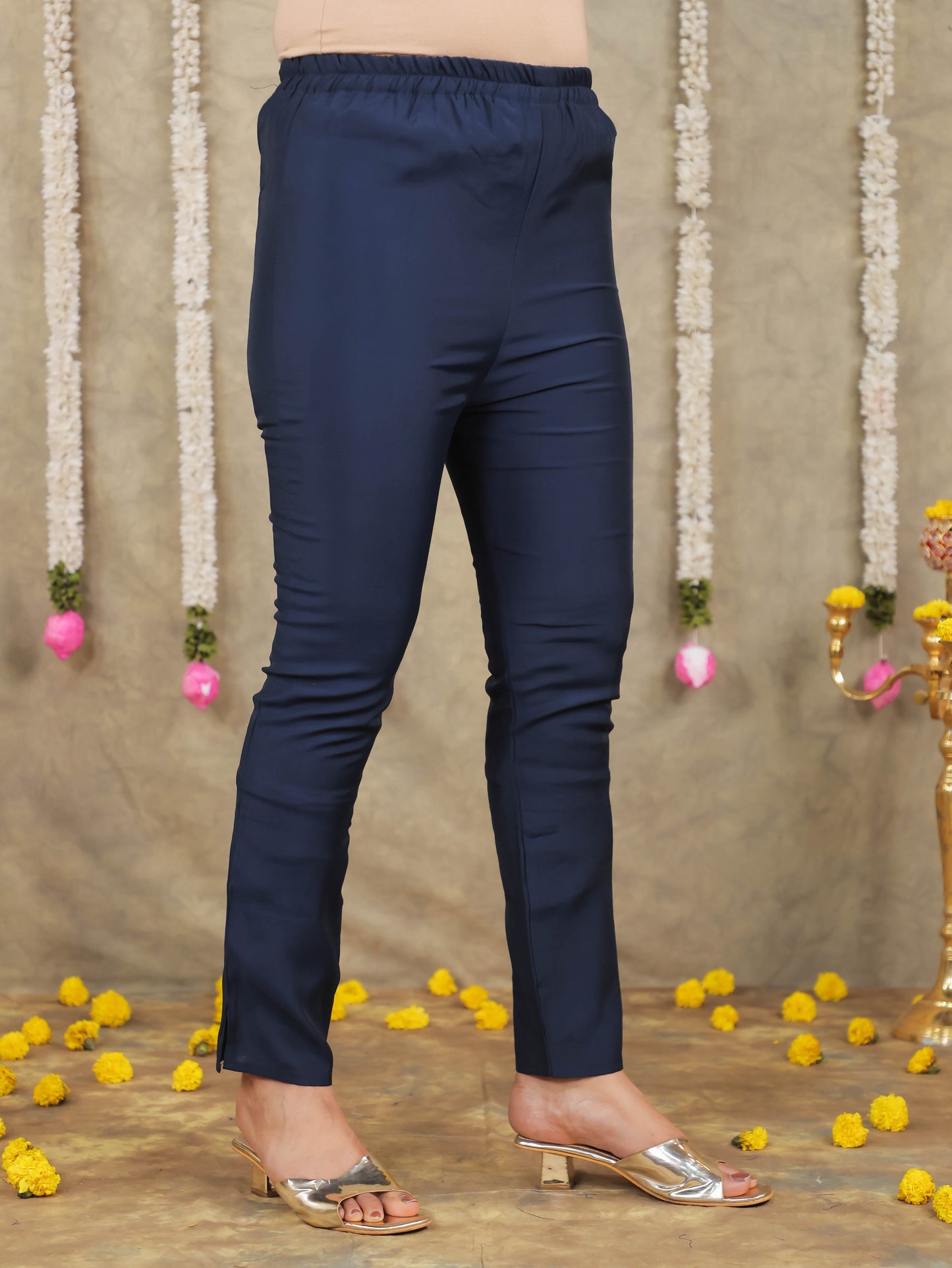 Embroidered Romen silk Solid Blue Kurta