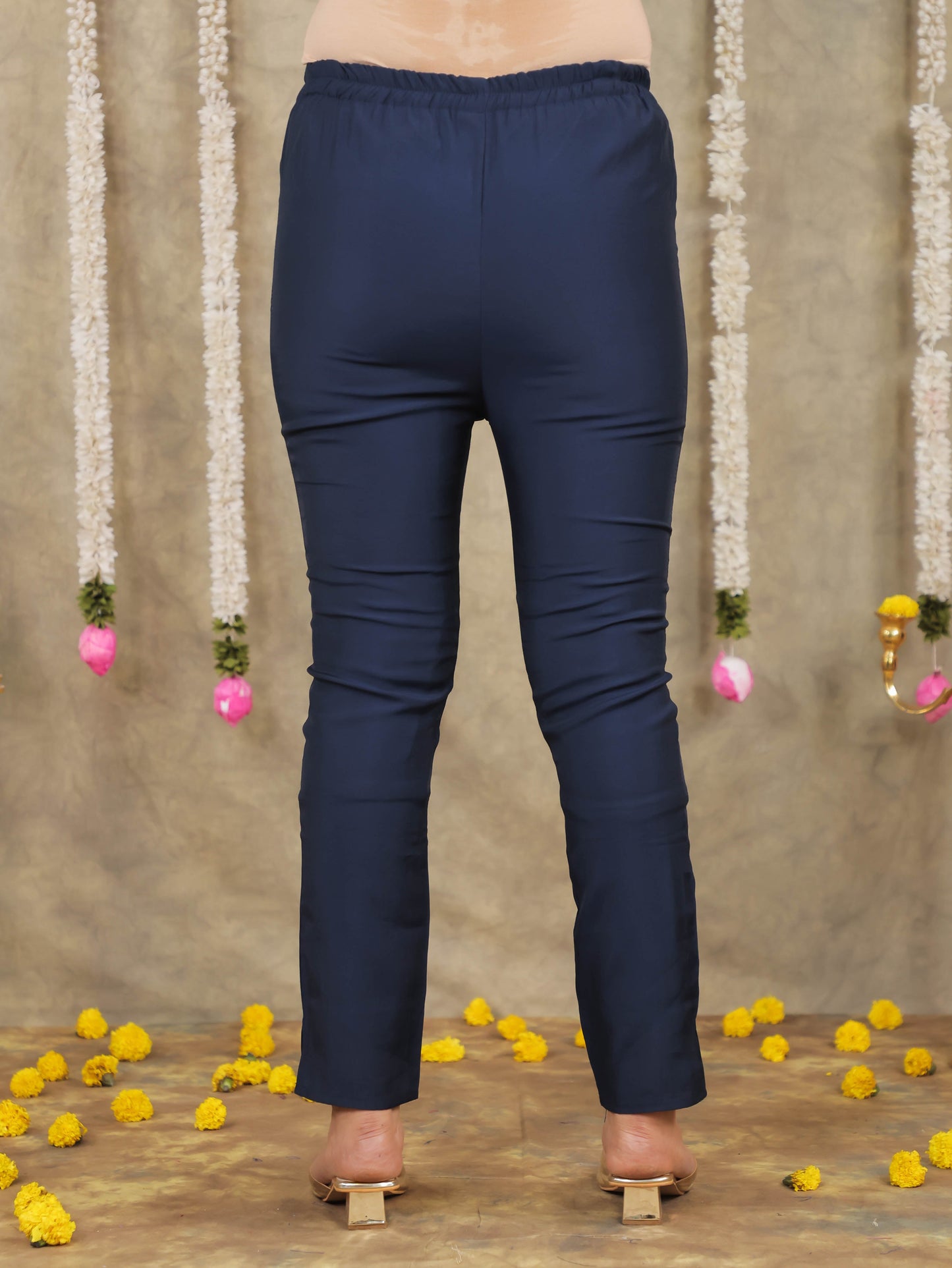 Embroidered Romen silk Solid Blue Kurta