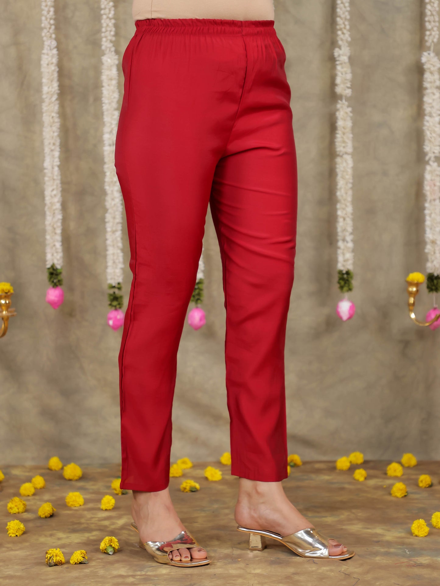 Chanderi Solid Maroon Kurta