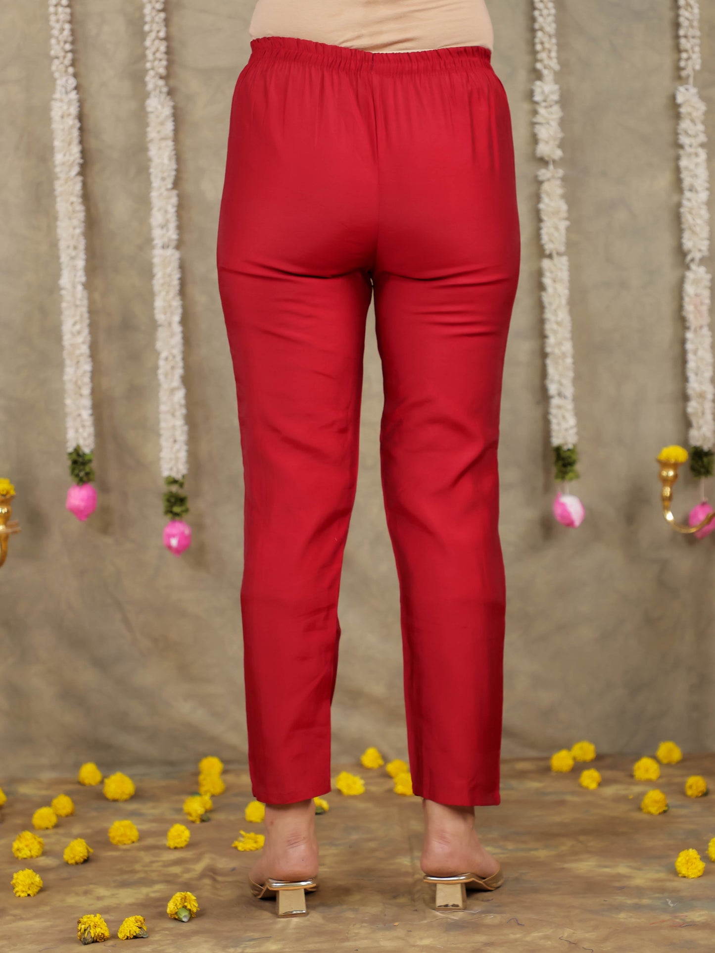 Chanderi Solid Maroon Kurta