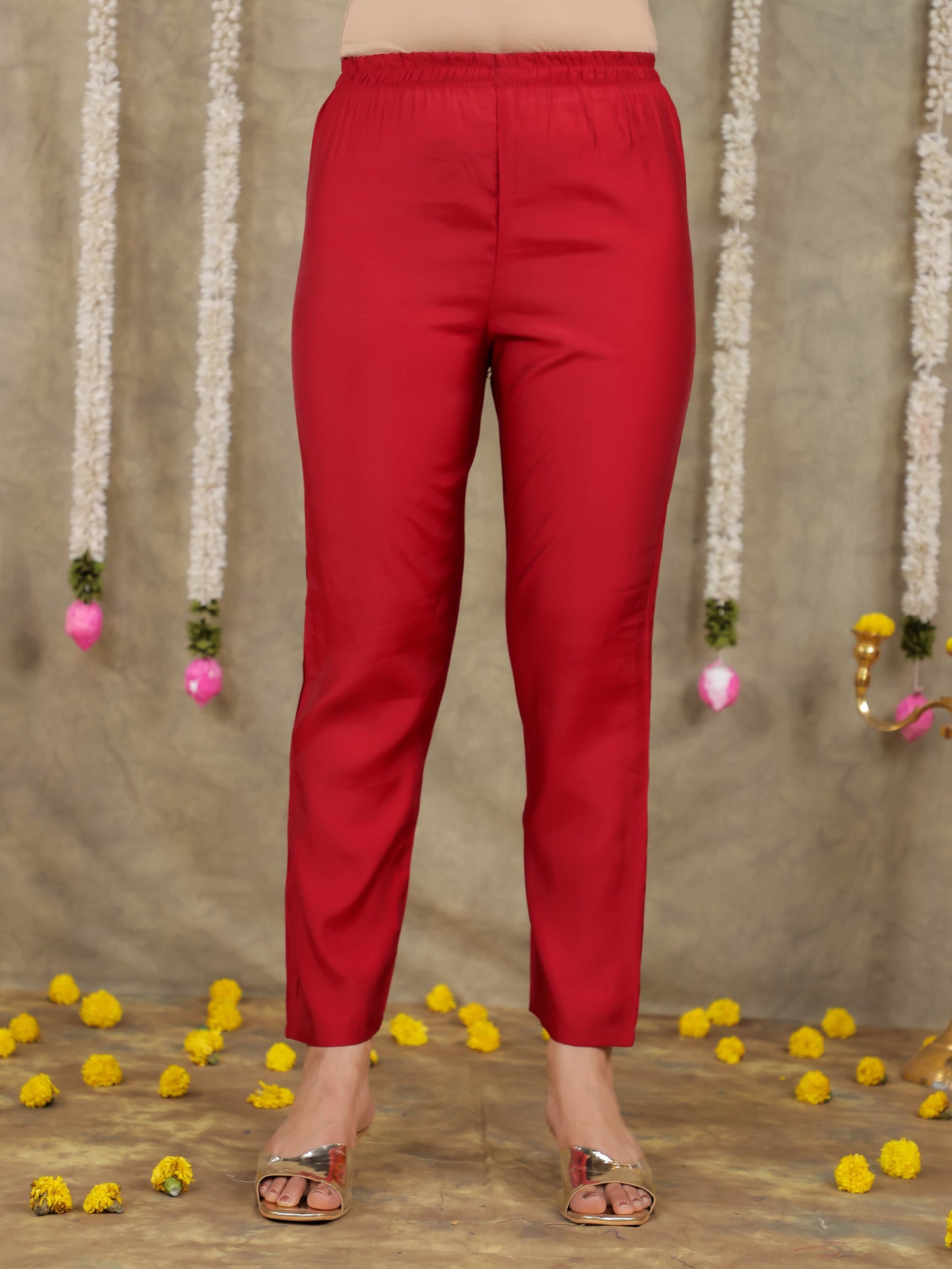 Chanderi Solid Maroon Kurta