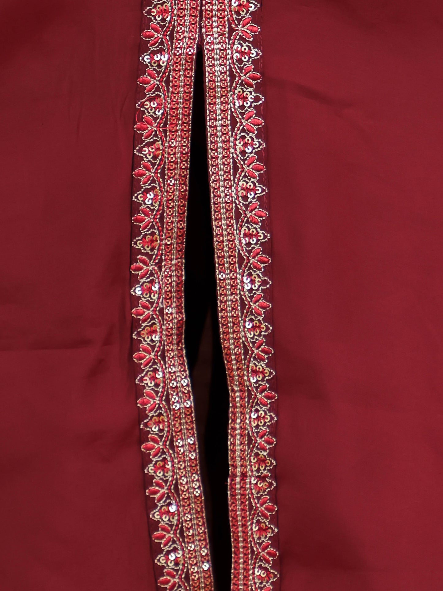 Embroidered Romen silk Solid Maroon Kurta