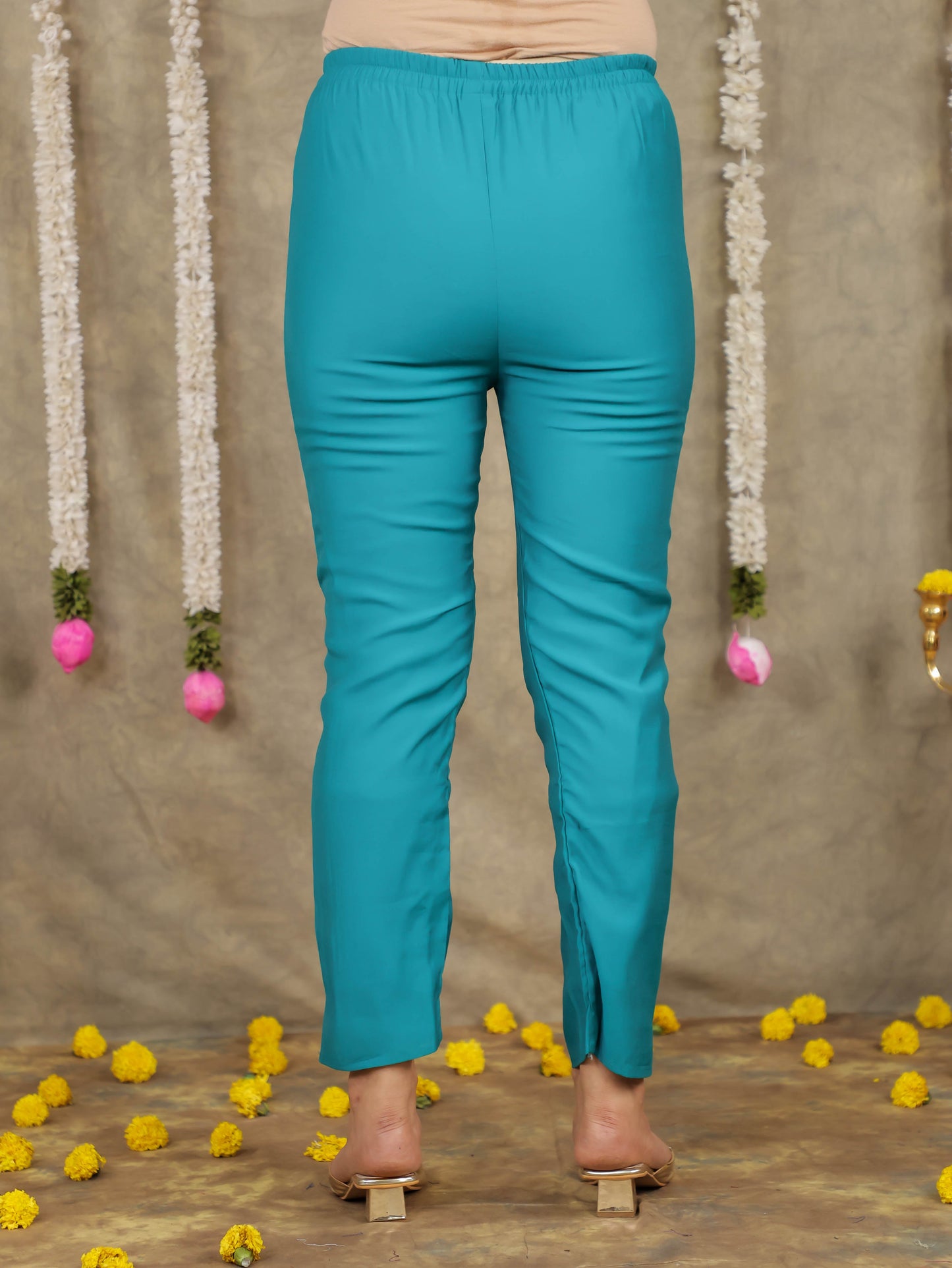 Embroidered Romen silk Solid Sea Green Kurta