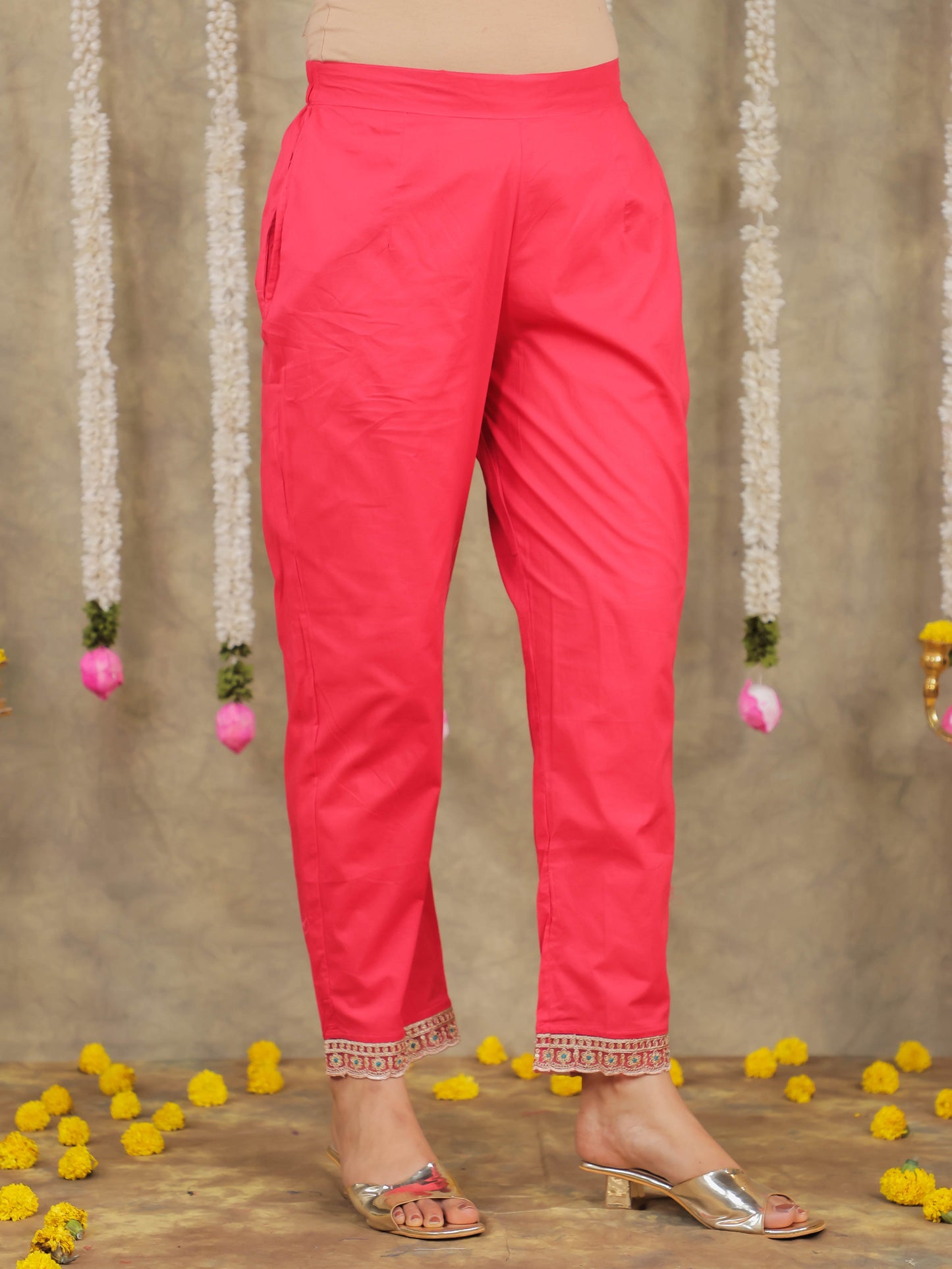 Embroidered Romen silk Floral Pink Kurta