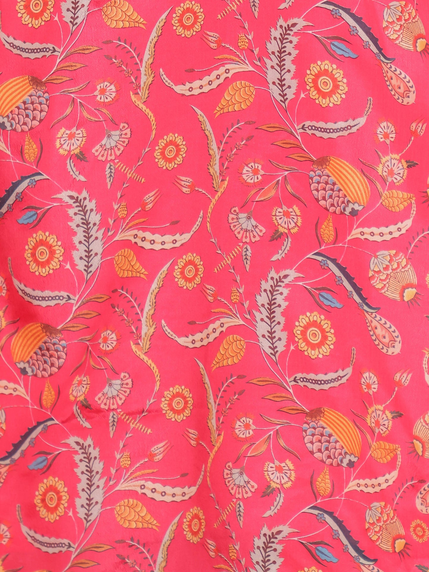 Embroidered Romen silk Floral Pink Kurta
