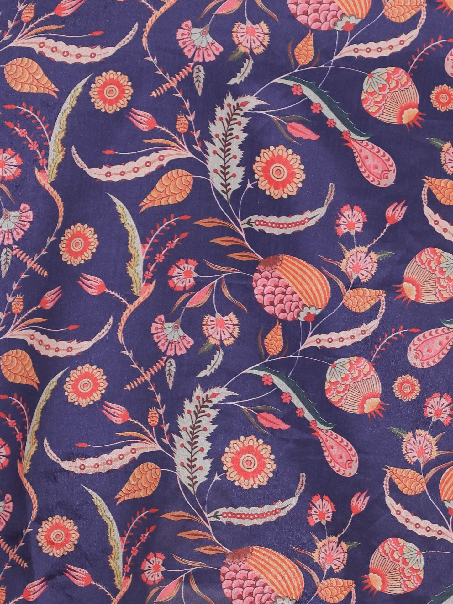 Embroidered Romen silk Floral Blue Kurta