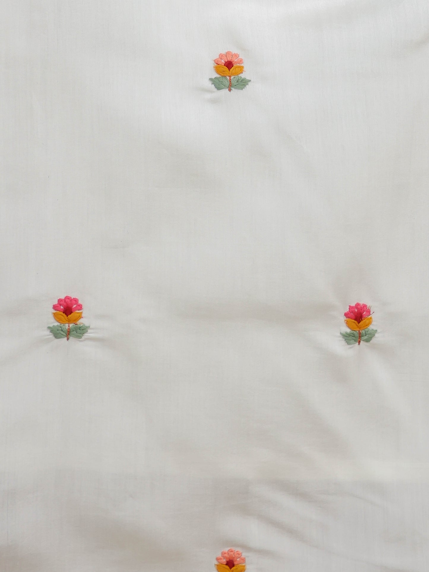 Embroidered Romen silk Solid Off White Kurta