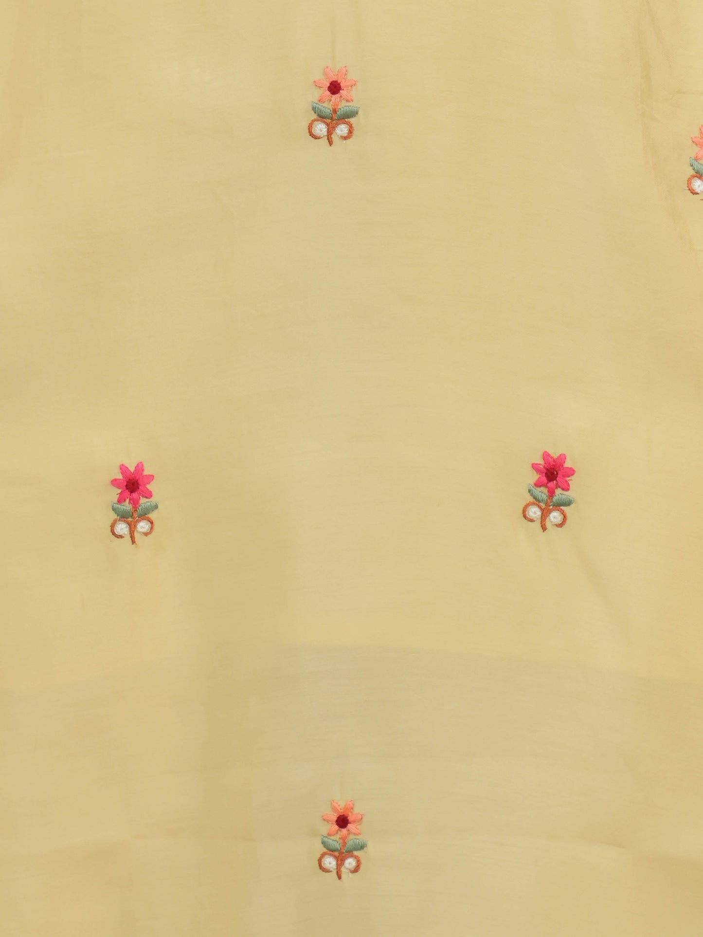 Embroidered Romen silk Solid Yellow Kurta