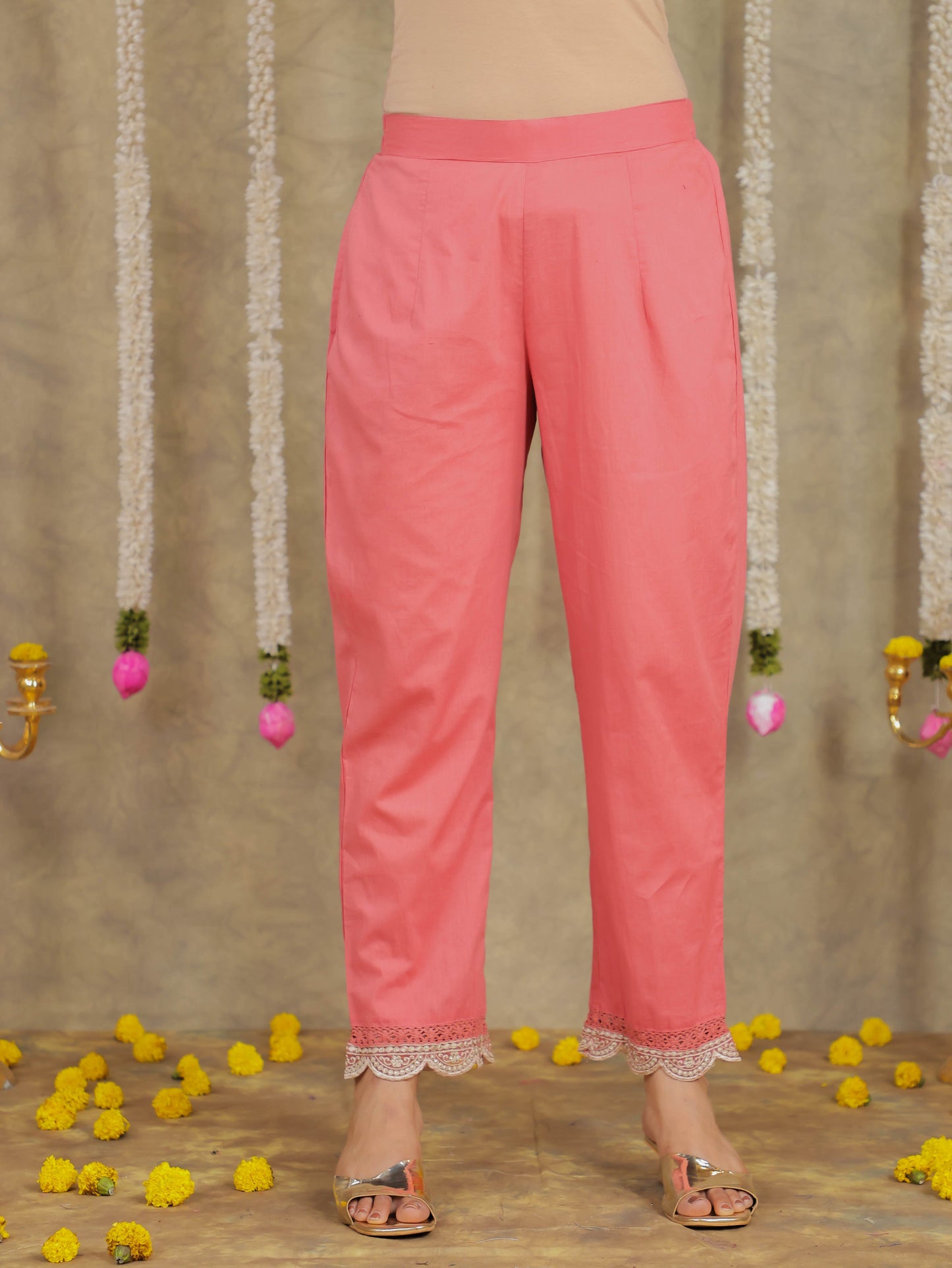 Embroidered Romen silk Ikat Dusty Pink Kurta