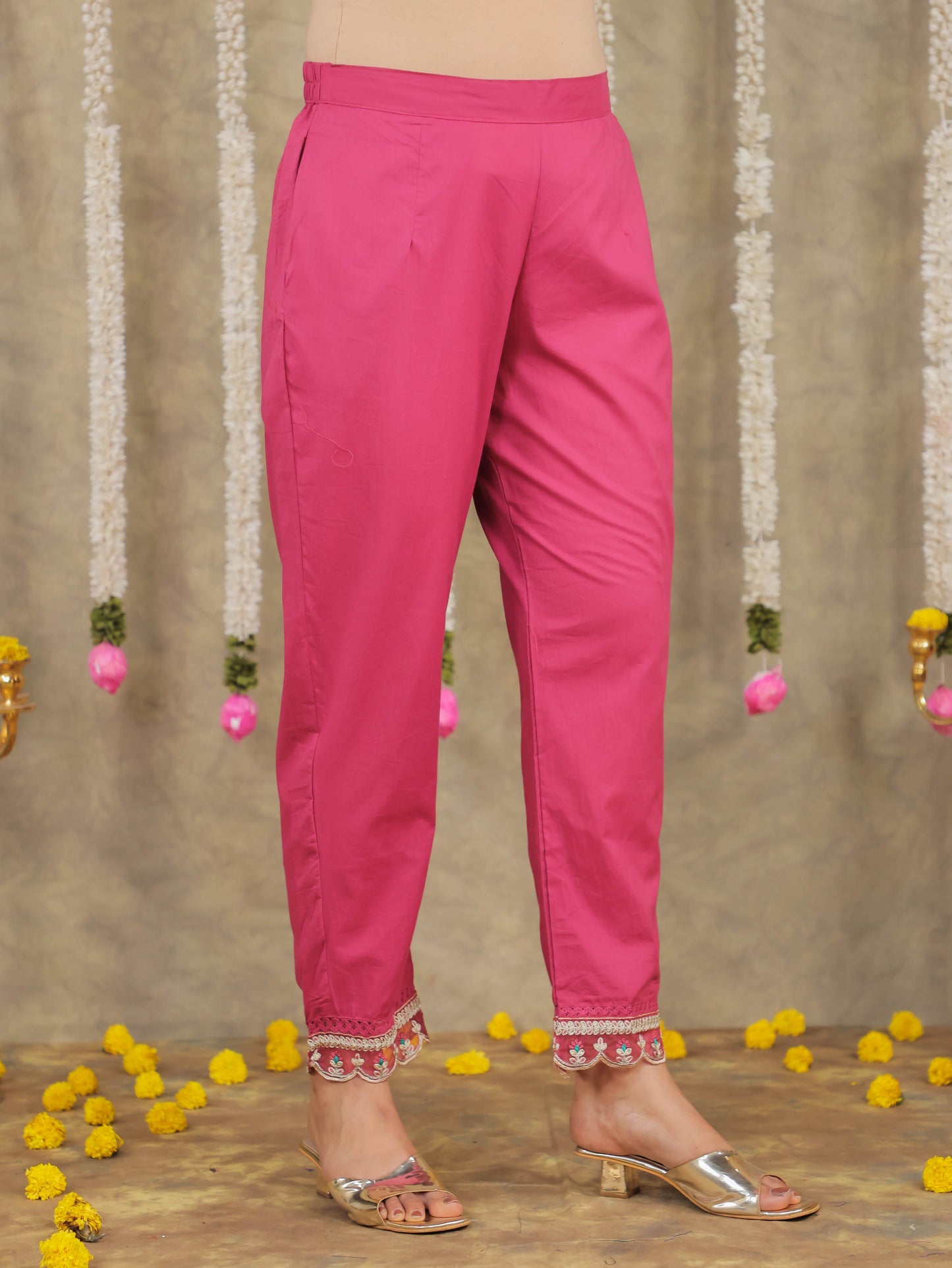 Embroidered Organza Solid Pink Kurta
