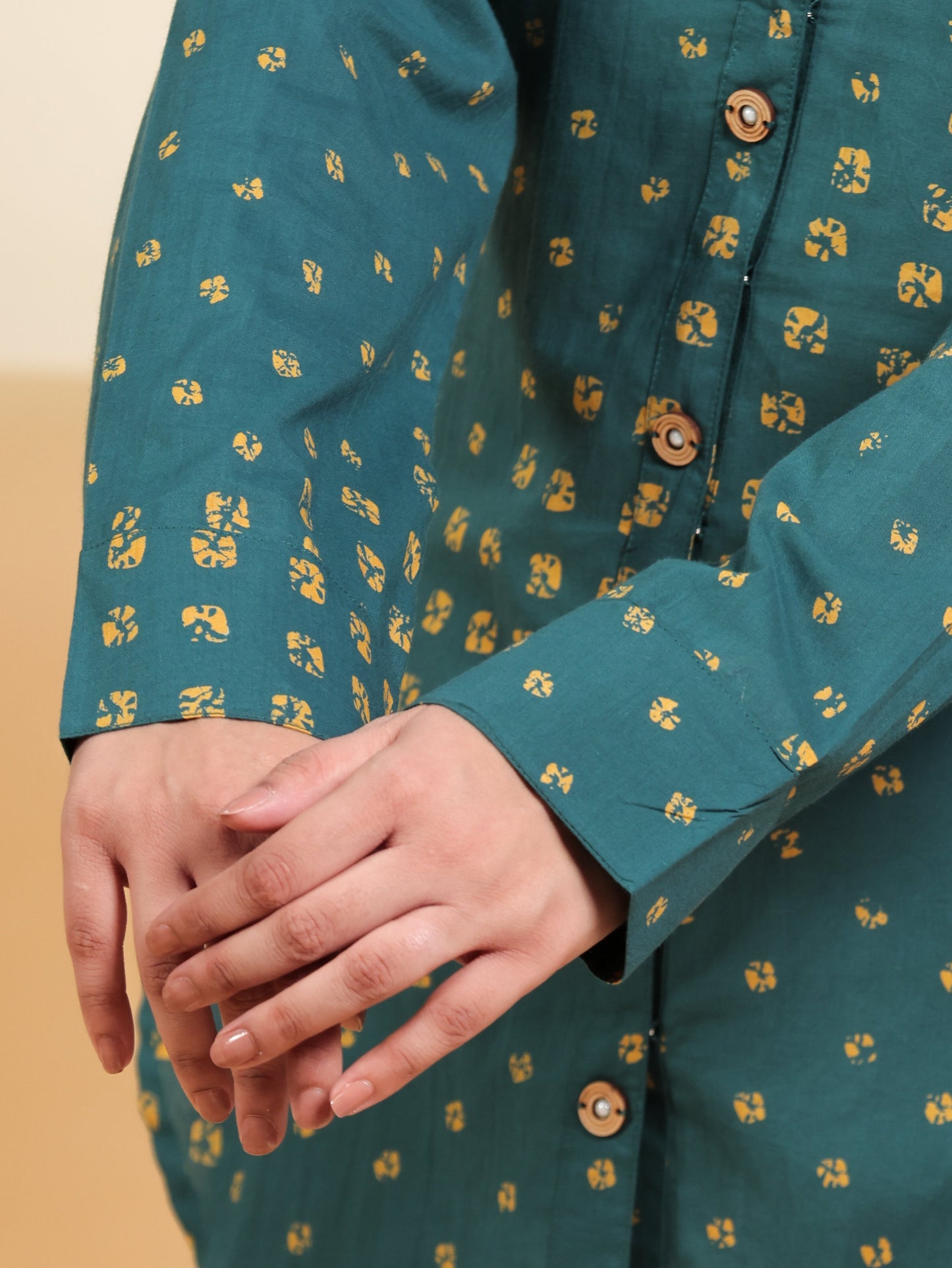 Soft Cotton Bandhani Straight Green Tunic
