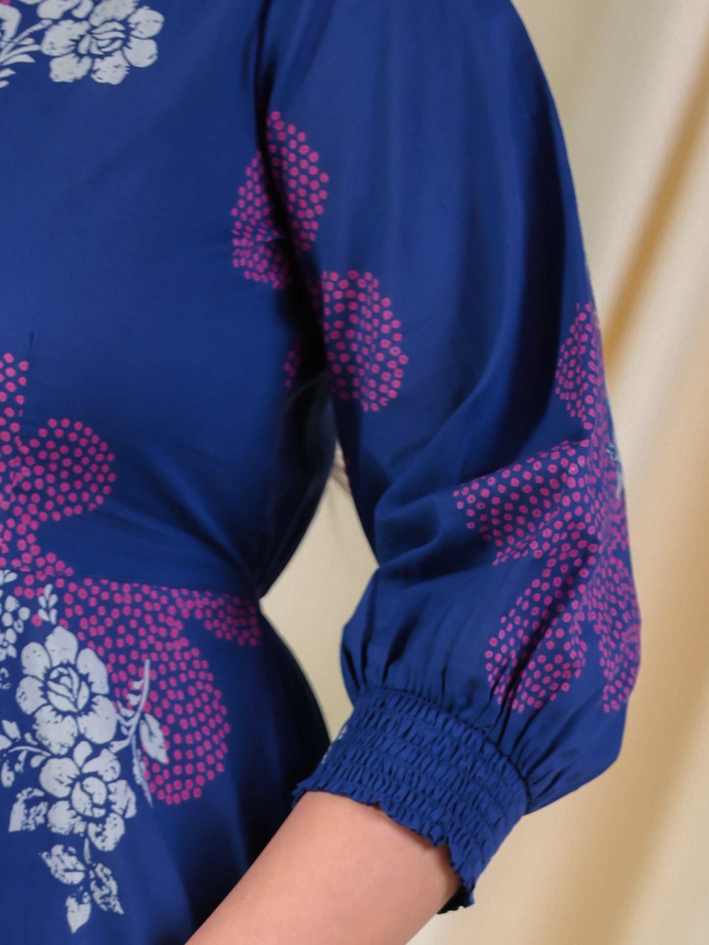 Soft Cotton Floral Anarkali Blue Dress