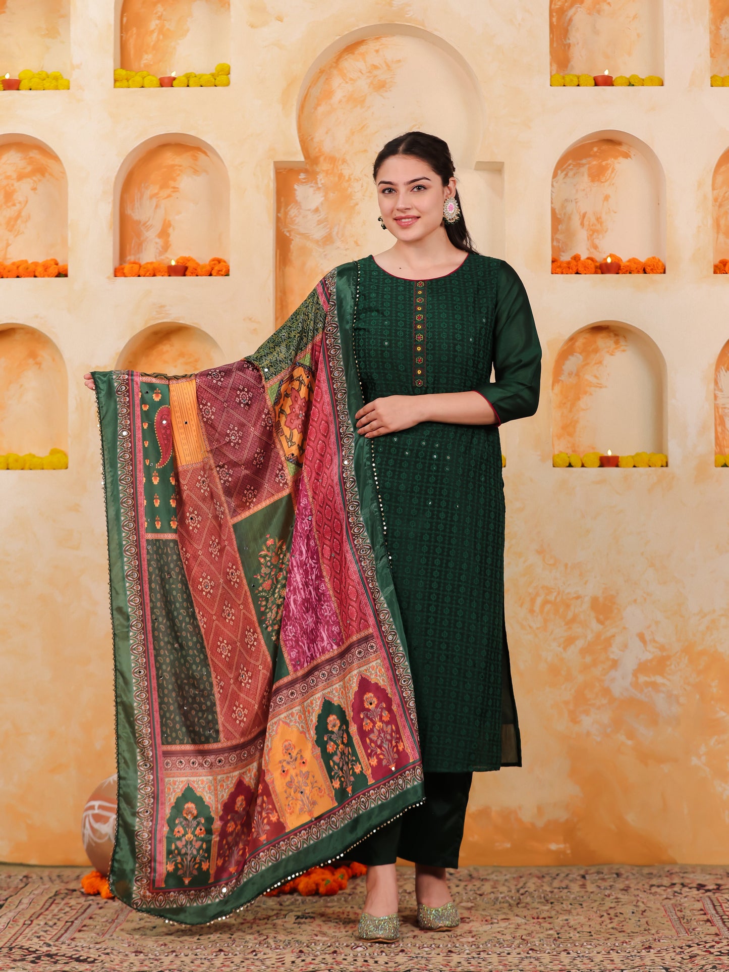 Poly Silk Digital Multicolor Dupatta