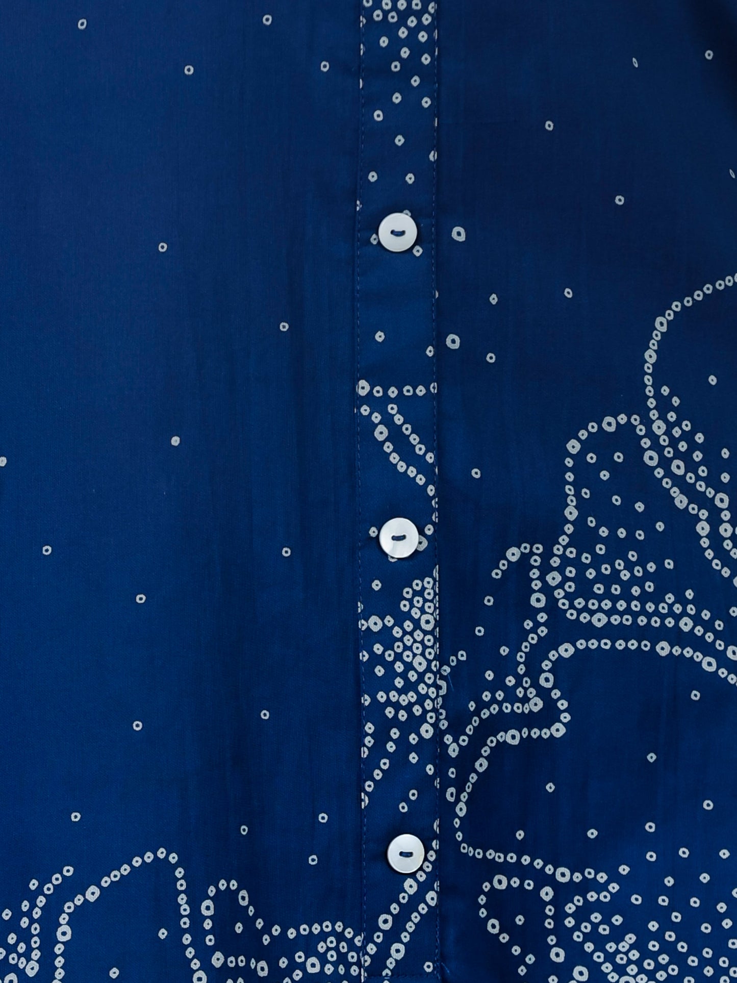 Soft Cotton Placement Print A-line Blue Dress