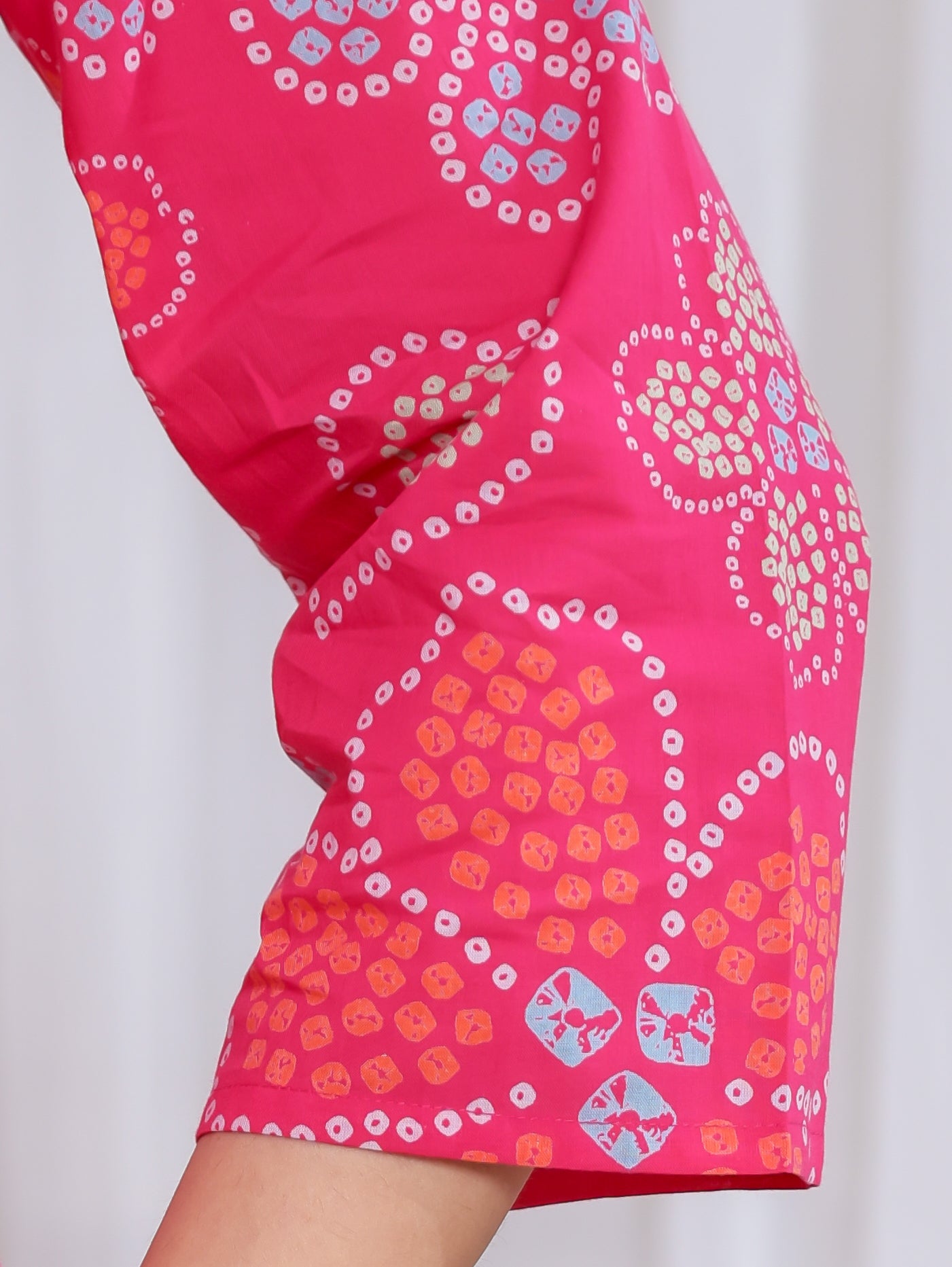 Soft Cotton Bandhani Straight Pink Kurta