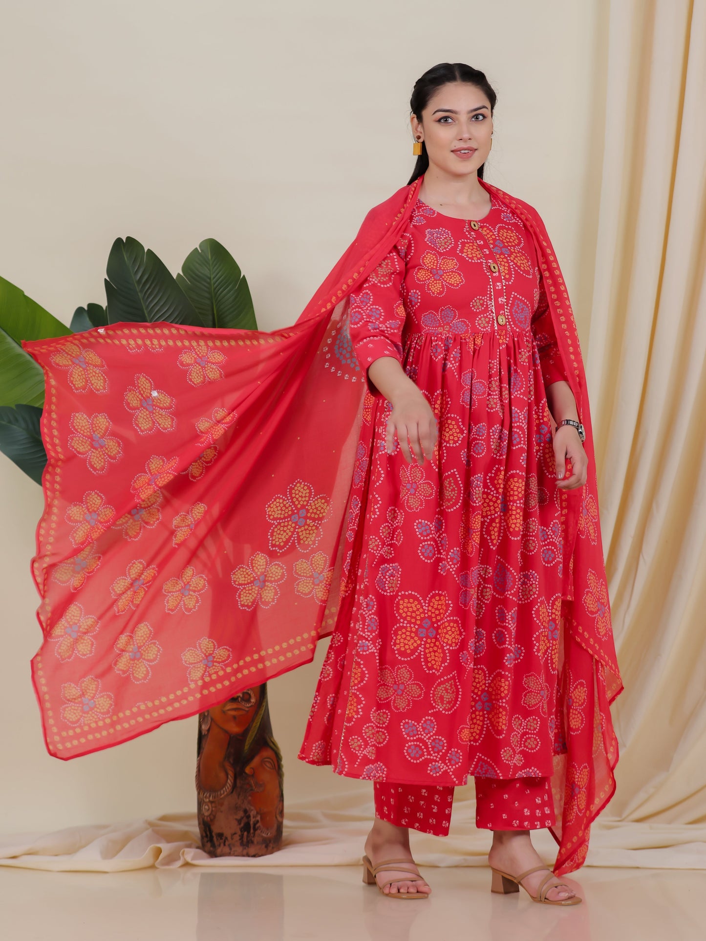 Cotton Voile Bandhani Red Dupatta