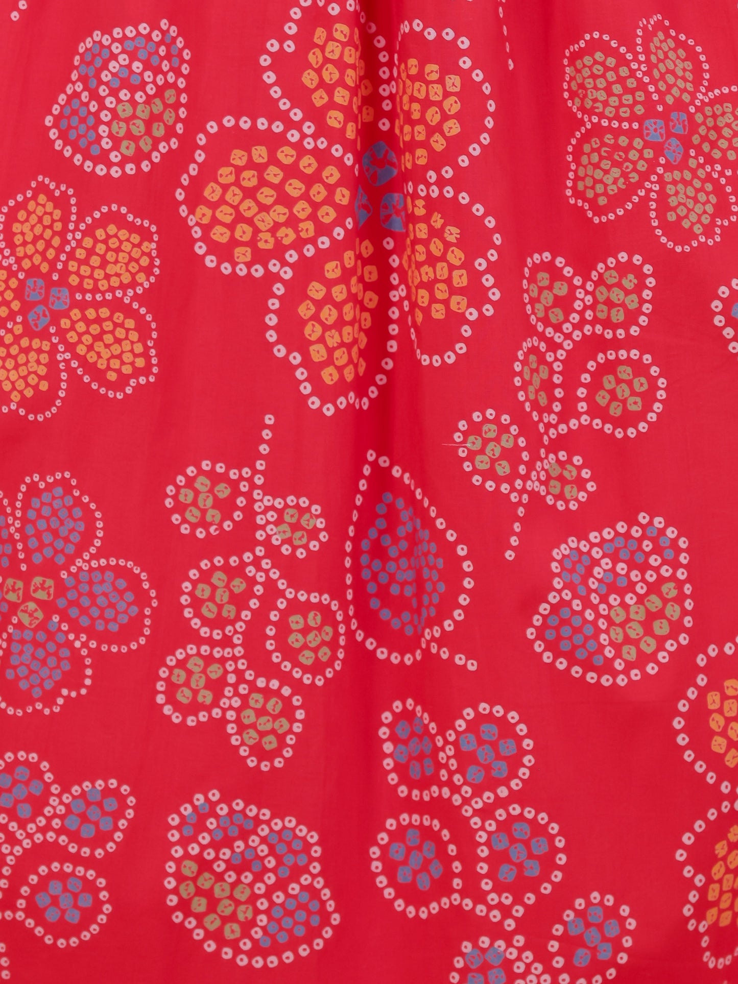 Soft Cotton Bandhani Gathered Red Kurta