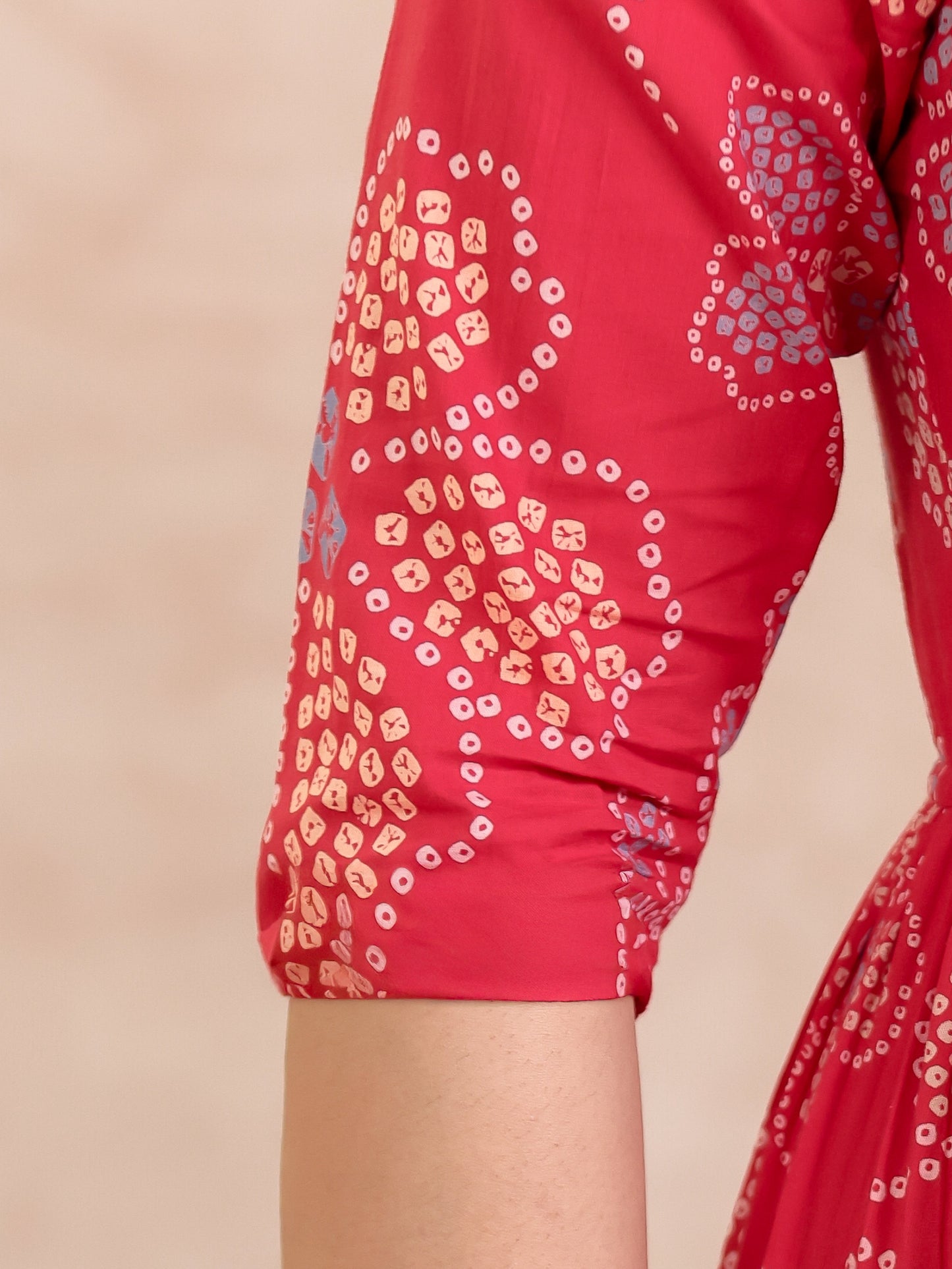 Soft Cotton Bandhani A-line Red Dress