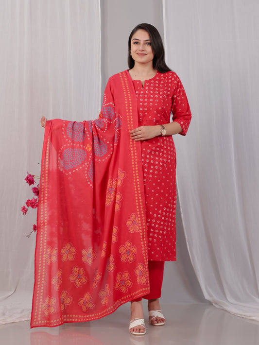 Cotton Voile Bandhani Rust Dupatta