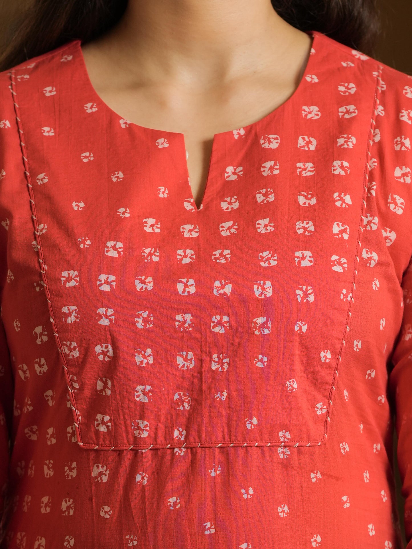 Soft Cotton Bandhani Rust Kurta