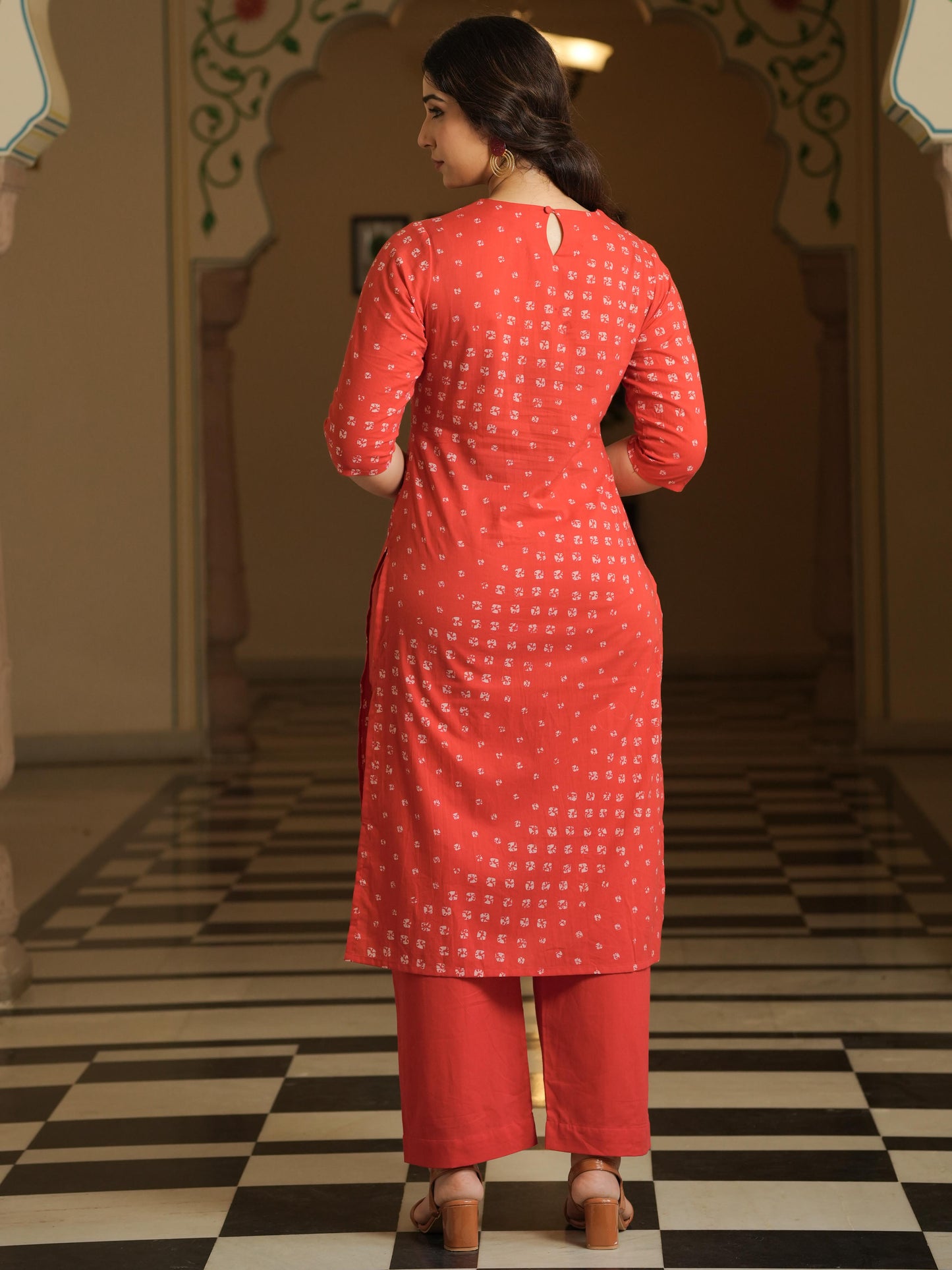 Soft Cotton Bandhani Rust Kurta