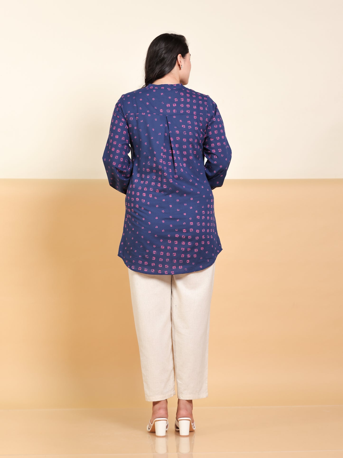 Soft Cotton Bandhani Straight Blue Tunic