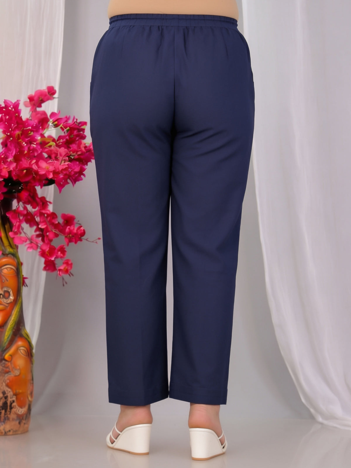Soft Cotton Placement Print A-line Blue Kurta