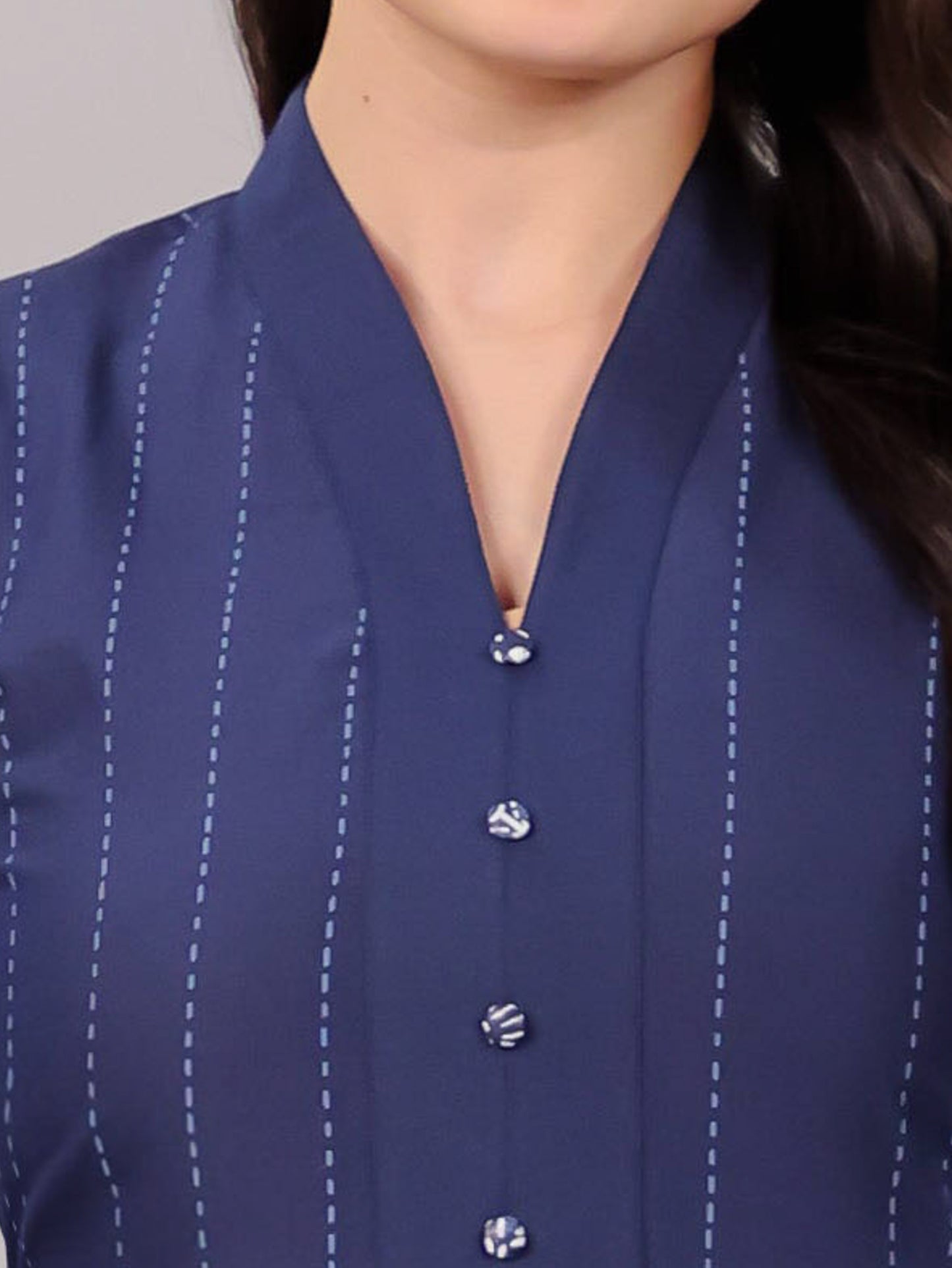 Soft Cotton Placement Print A-line Blue Kurta