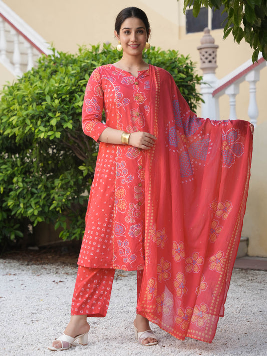 Cotton Voile Bandhani Red Dupatta