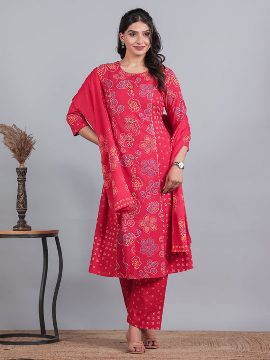 Cotton Voile Bandhani Red Dupatta