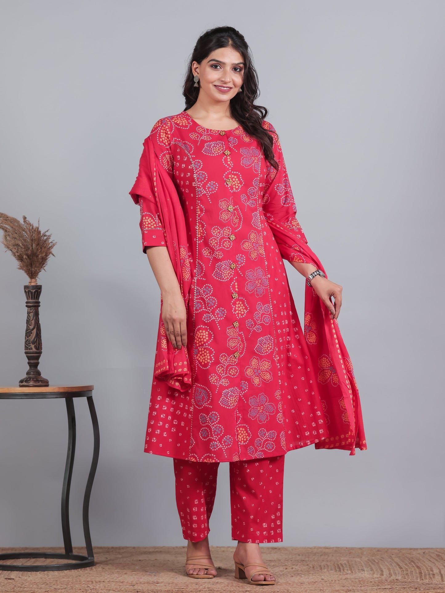 Cotton Voile Bandhani Red Dupatta