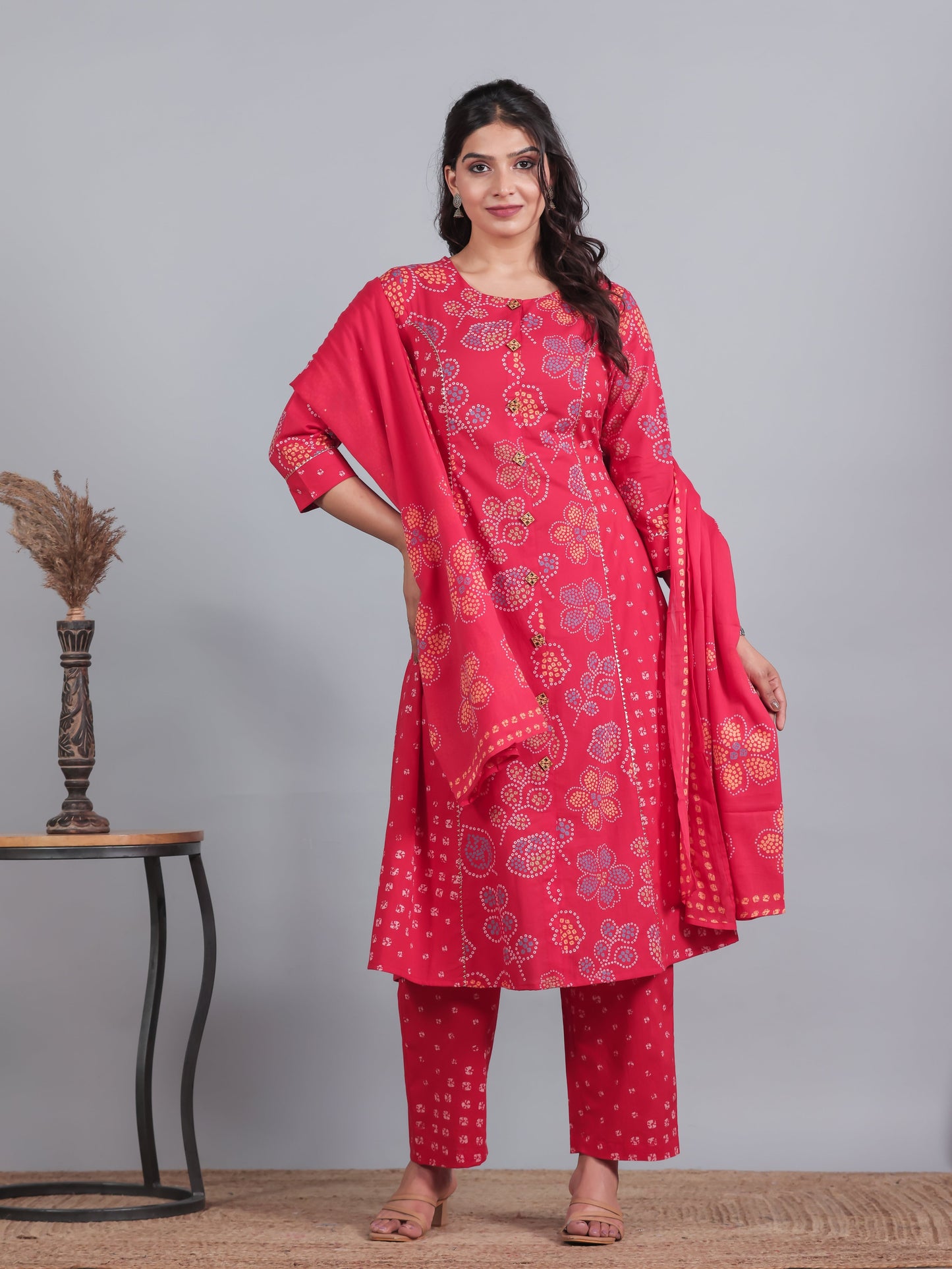 Cotton Voile Bandhani Red Dupatta