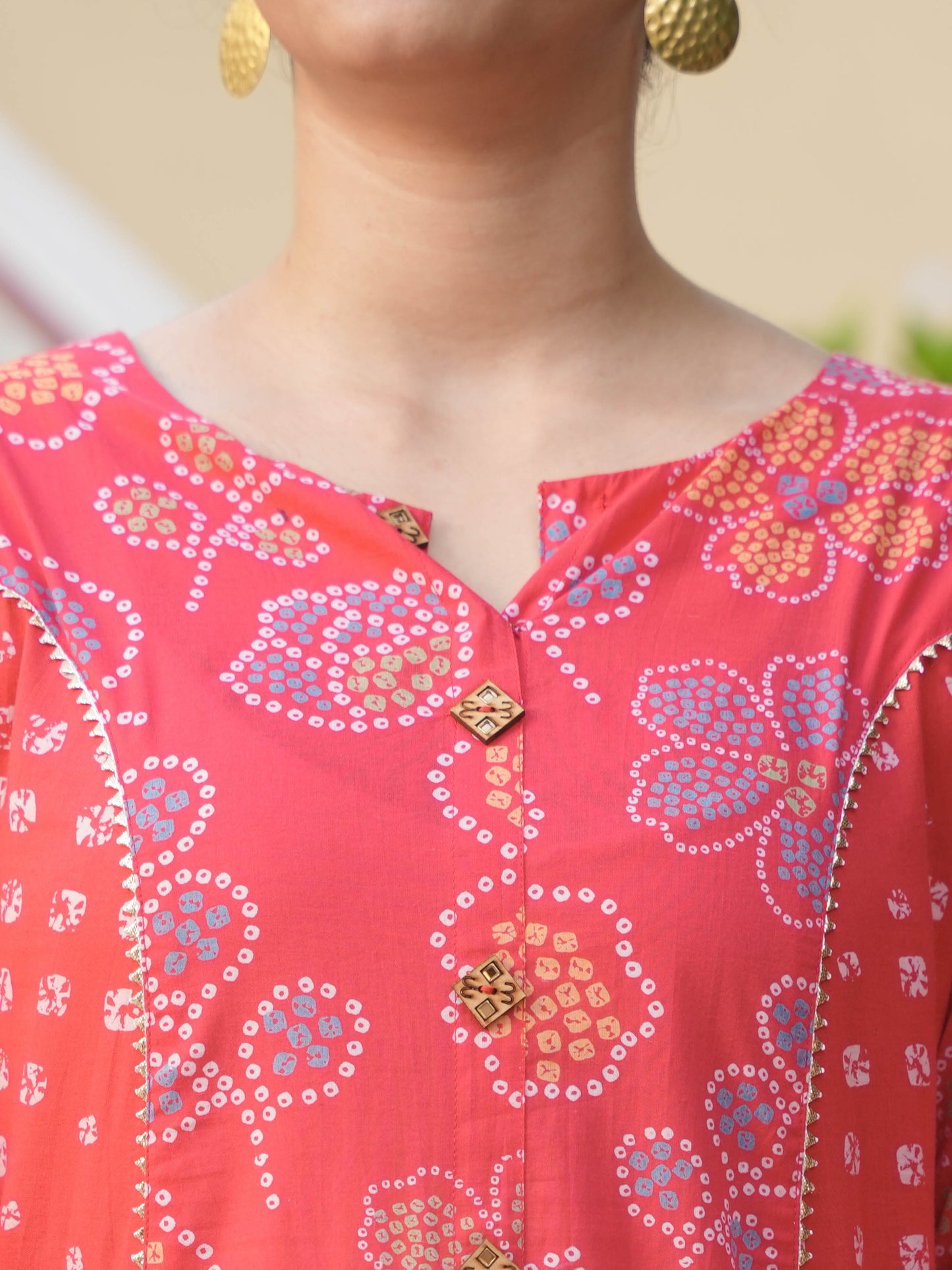 Soft Cotton Bandhani A-line Red Kurta